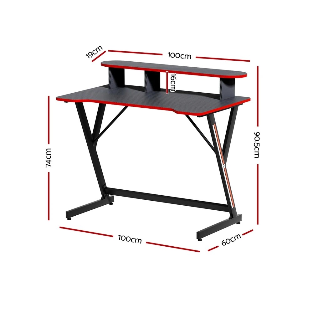 2 Artiss Gaming Desk Computer Desks 100CM - Black, 2 of 5