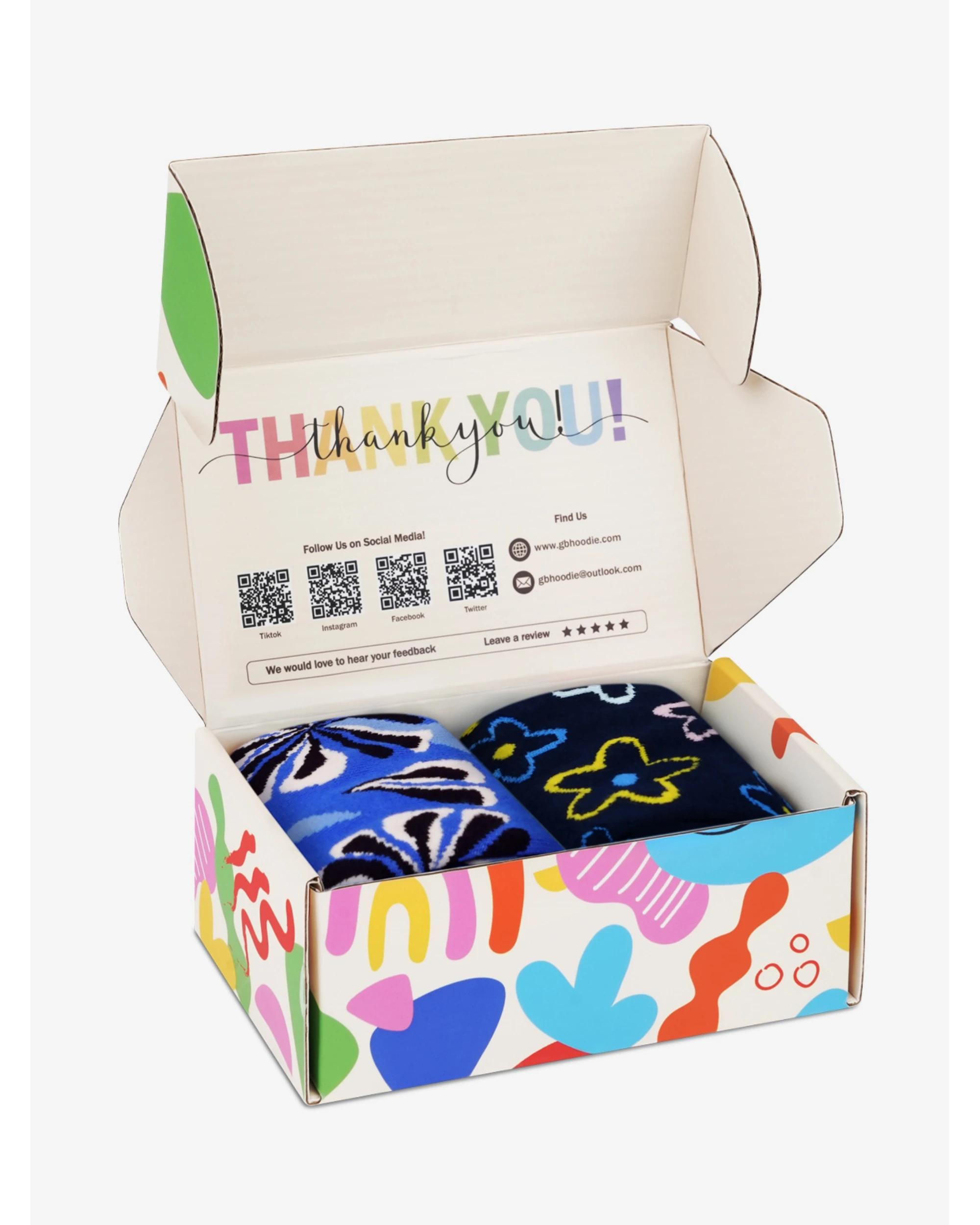4 Advwin Small 2-Pair Unisex Colorful Funky Socks Floral Pattern FLORAL PATTERN, 4 of 5
