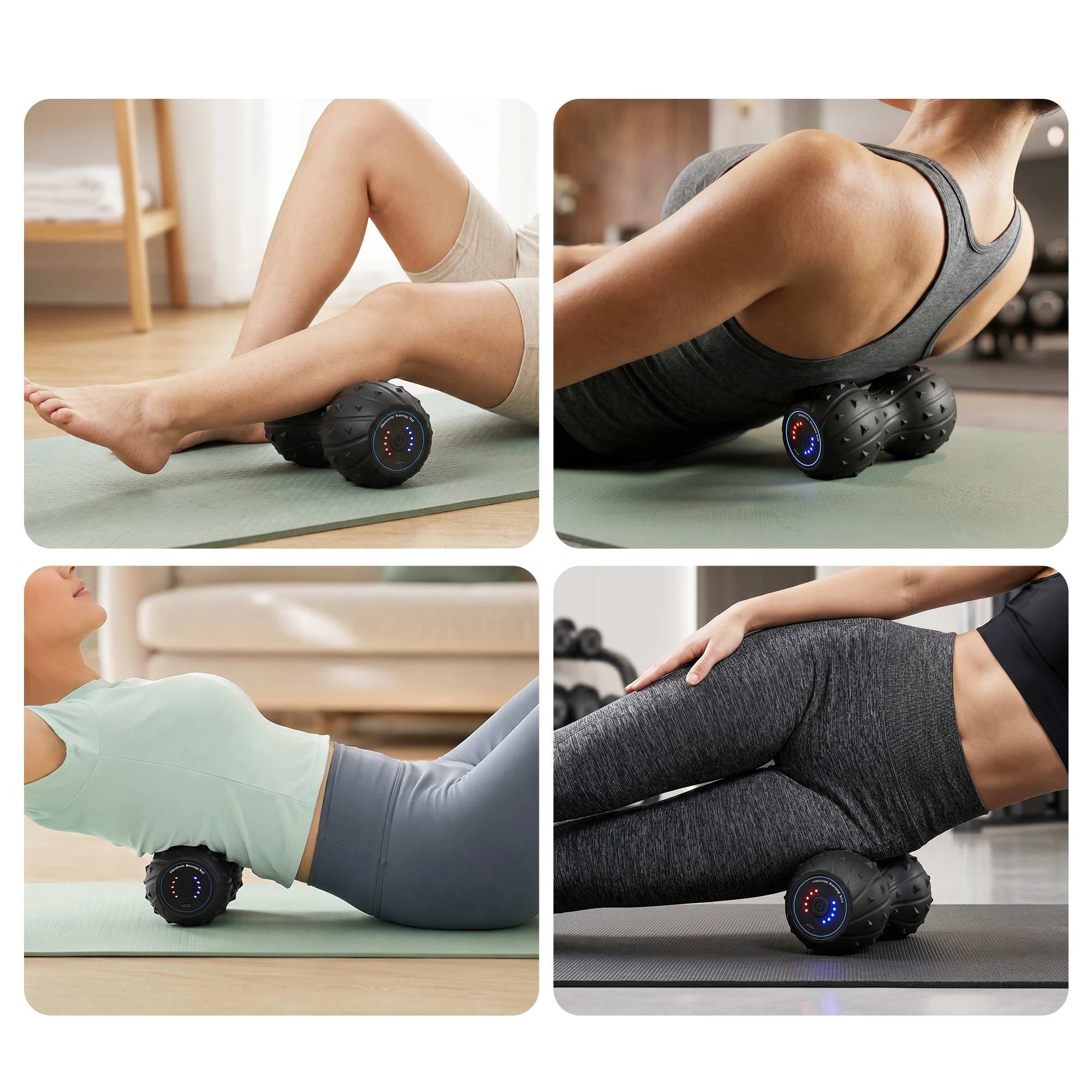 6 Everfit Electric Vibrating Peanut Massage Ball 5 Adjustable Level Deep Muscle Recovery Home Gym - Black, 6 of 7
