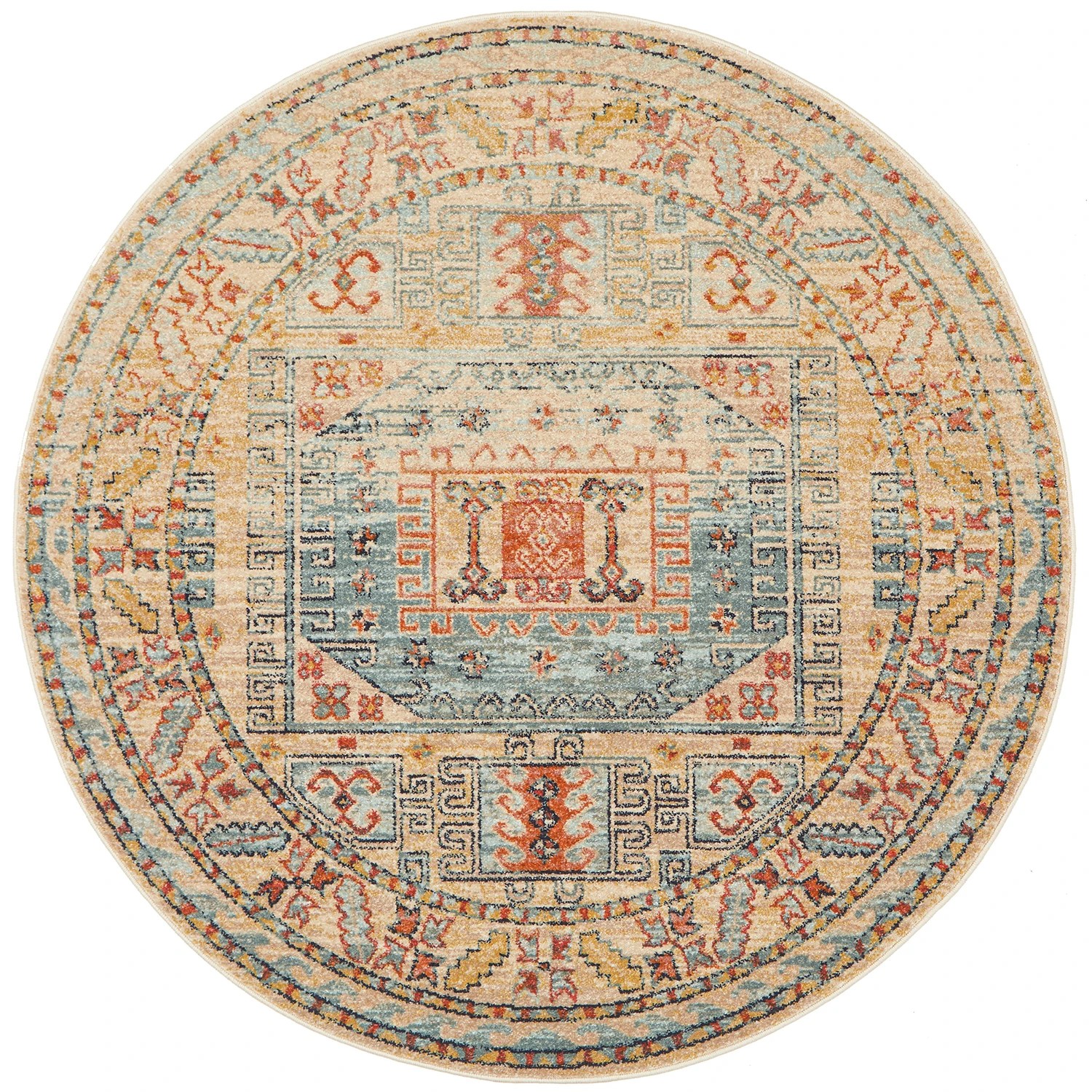 2 Common Ground Rugs Eterna 859 200x200cm - Medium Round Power Loomed Pet Friendly Rug - Beige, 2 of 9