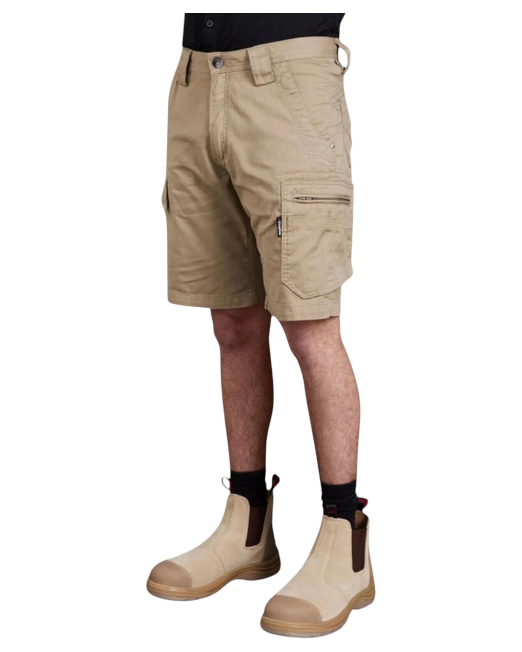 3 KingGee Mens Tradies Summer Lightweight Khaki Cargo Work Shorts KHAKI, 3 of 5