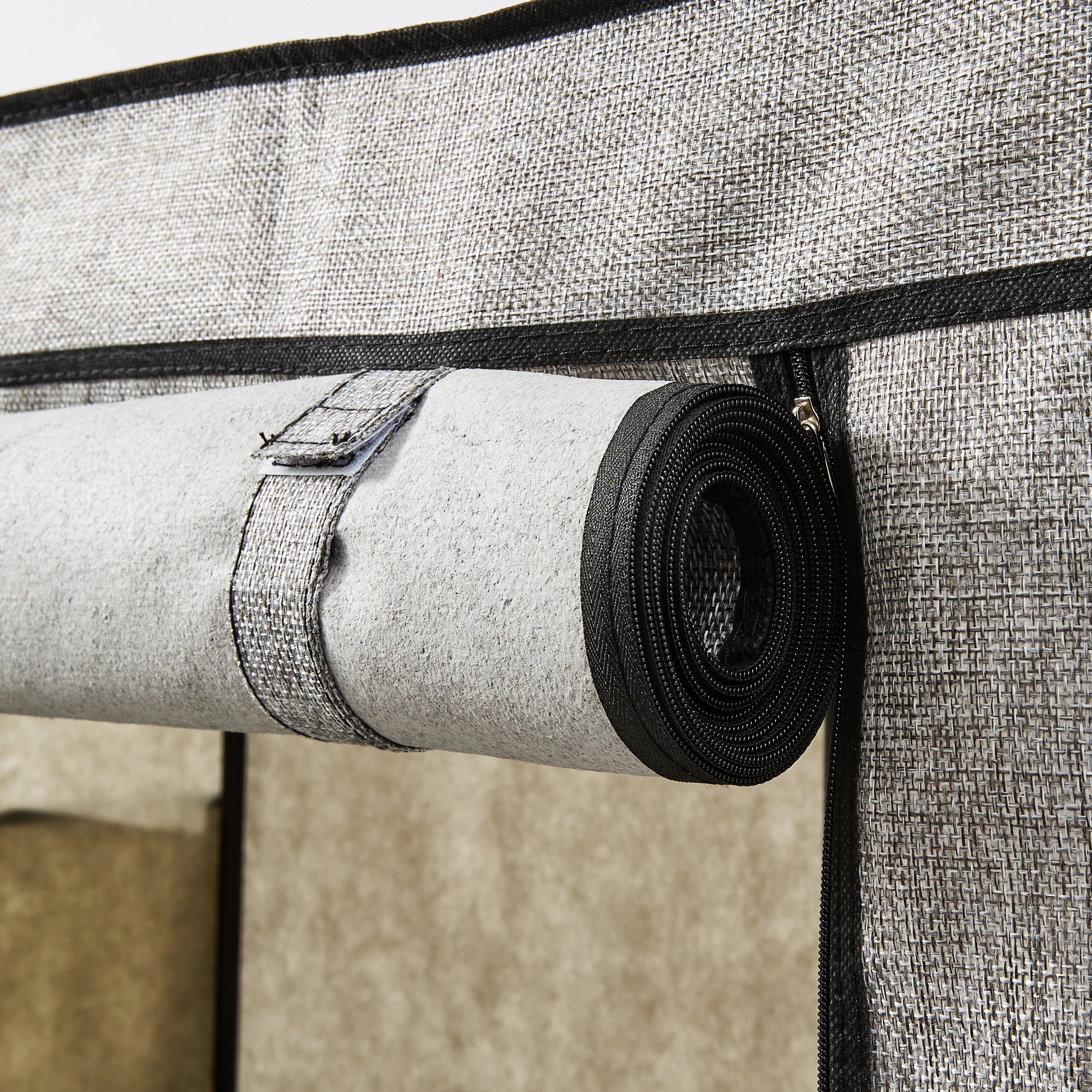 7 Linen Look Covered Wardrobe - Charcoal, 7 of 8