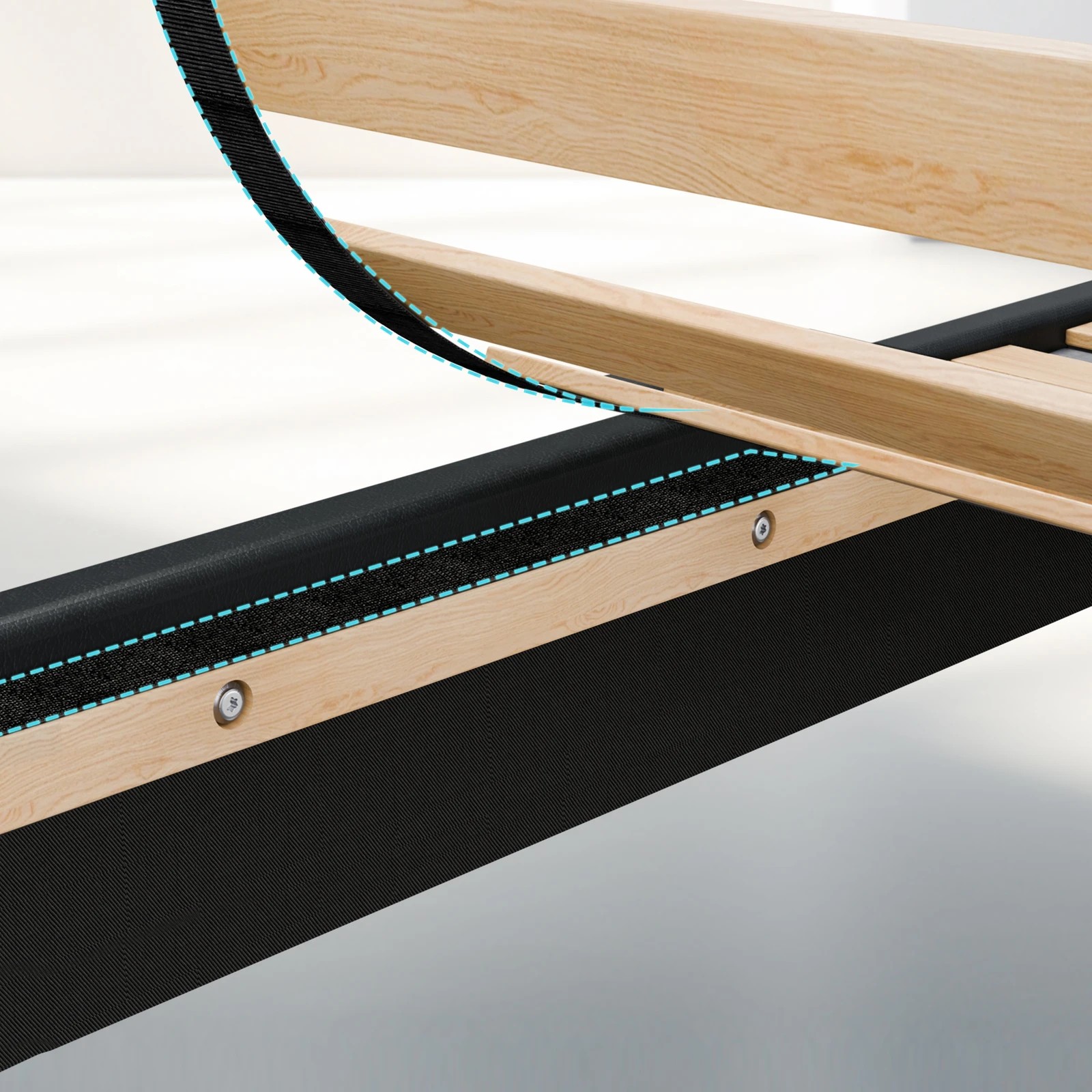 7 Alfordson Bed Frame Single Size Upholstered Platform Leather Harlene - Black, 7 of 10