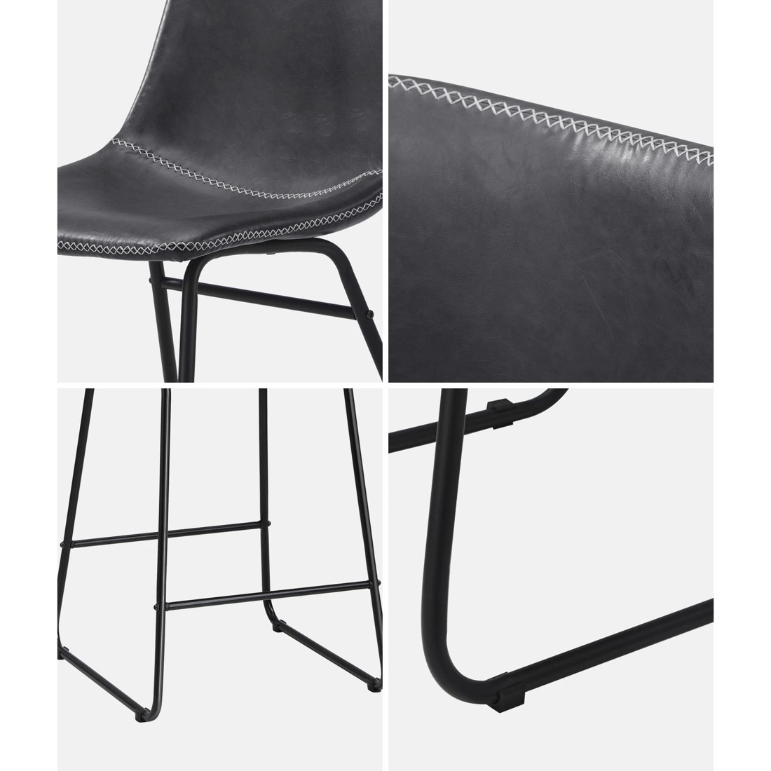 4 Oikiture 2x Bar Stools Steel Stool Modern Kitchen Dining Furniture Set
 - Grey, 4 of 10