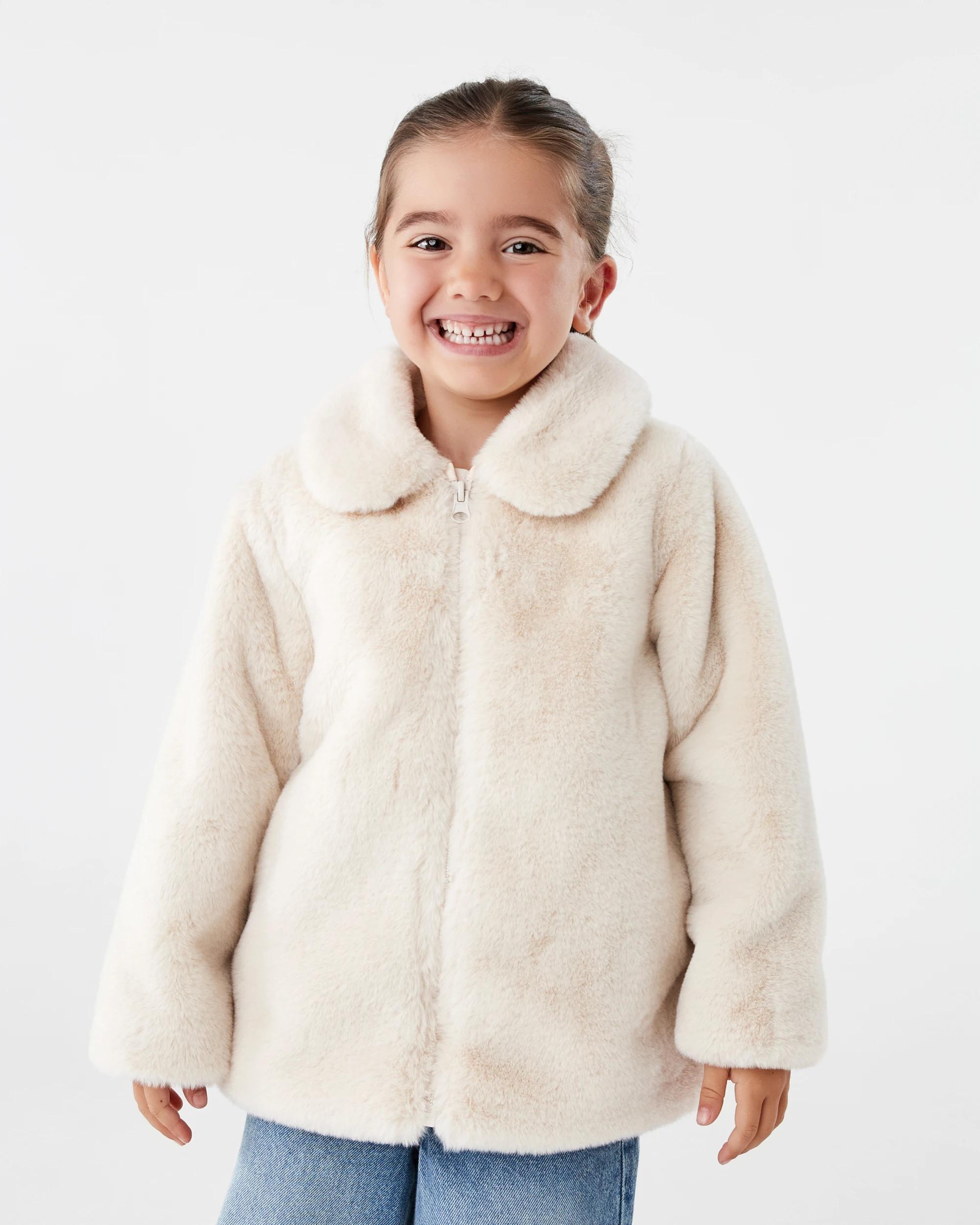 2 Faux Fur Jacket Beige Gray, 2 of 8