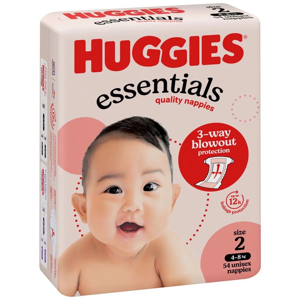 3 Huggies Essentials Nappies Infant Size 2 54 Pack, 3 of 10