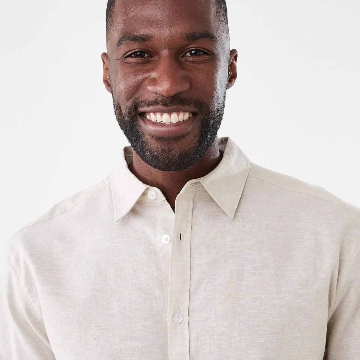 4 Short Sleeve Cotton Linen Shirt NEUTRAL, 4 of 5