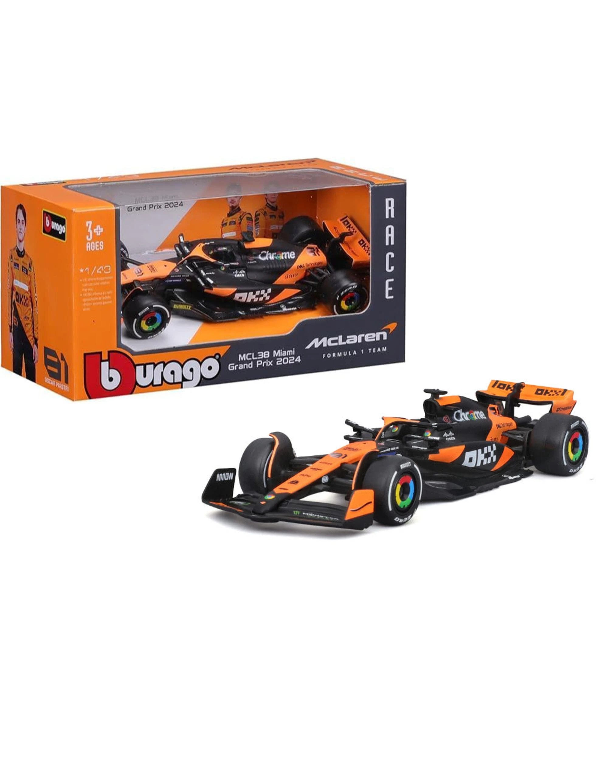 1 Bburago Formula Racing 2024 F-1 McLaren MCL38 #81 Oscar Piastri 1:43 Scale Diecast Vehicle, 1 of 6