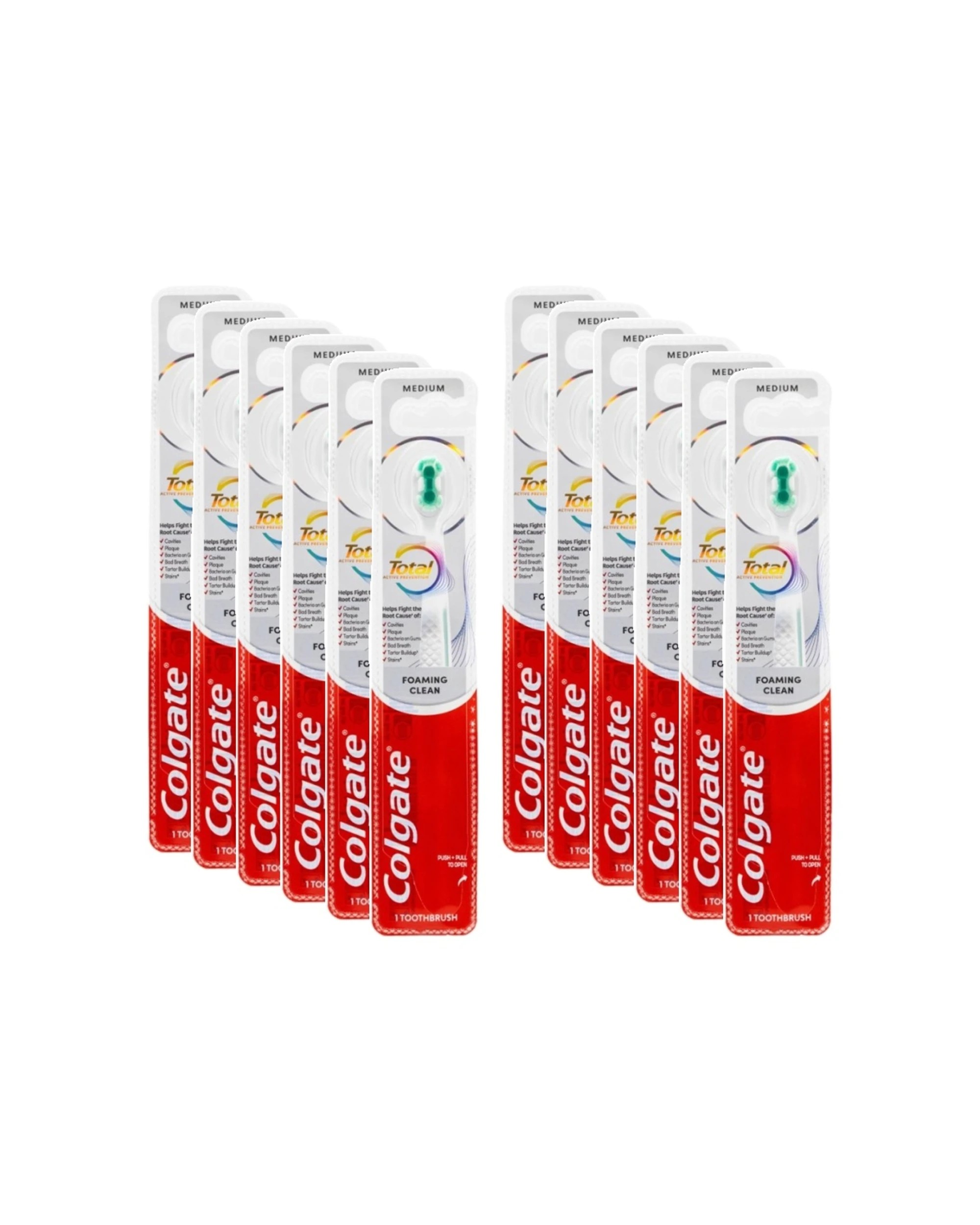 1 Colgate 12PK Toothbrush Total Foaming Clean Medium Pack - Multi, 1 of 3