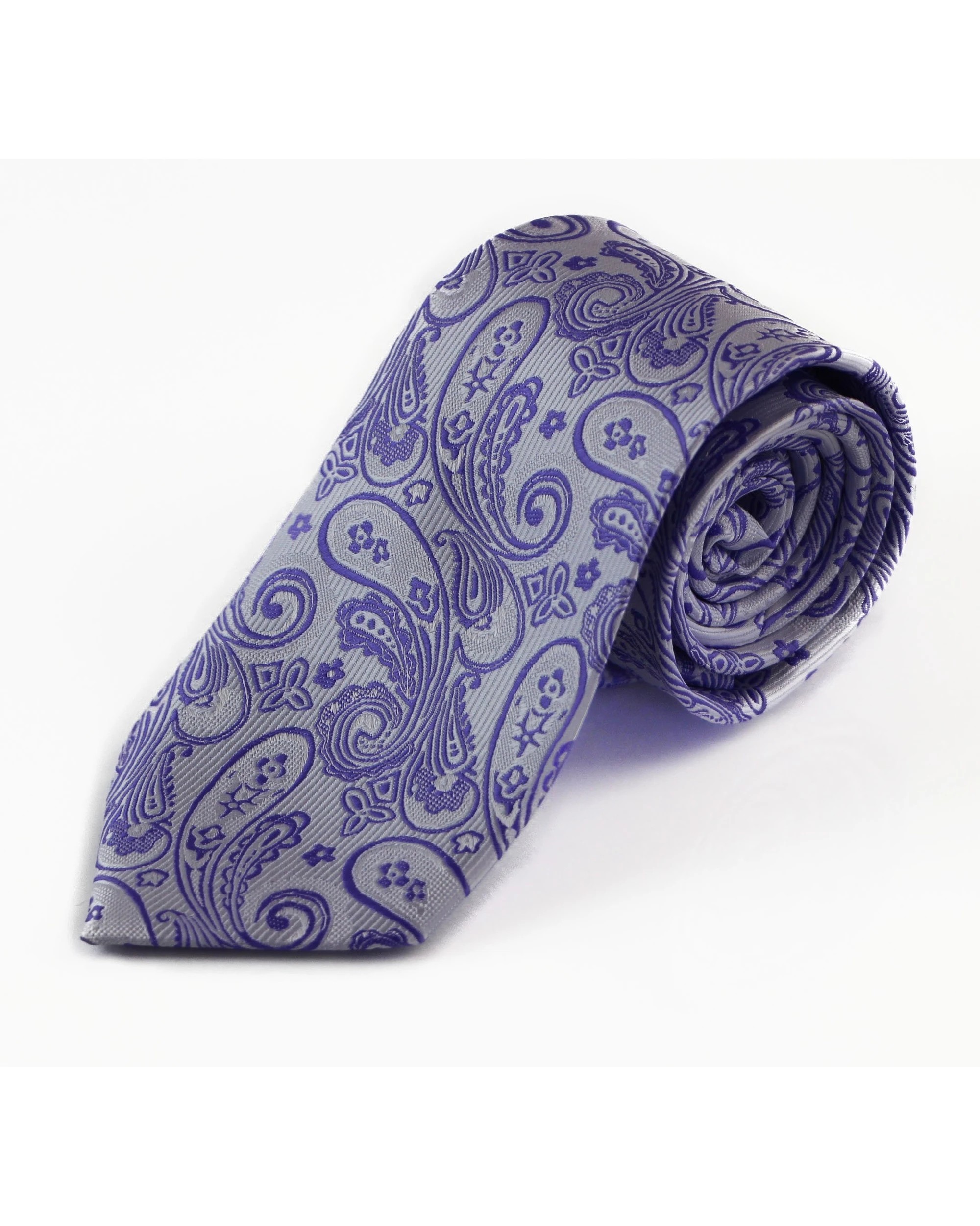 2 Zasel Mens Violet & Purple Paisley Patterned 8cm Neck Tie, 2 of 2