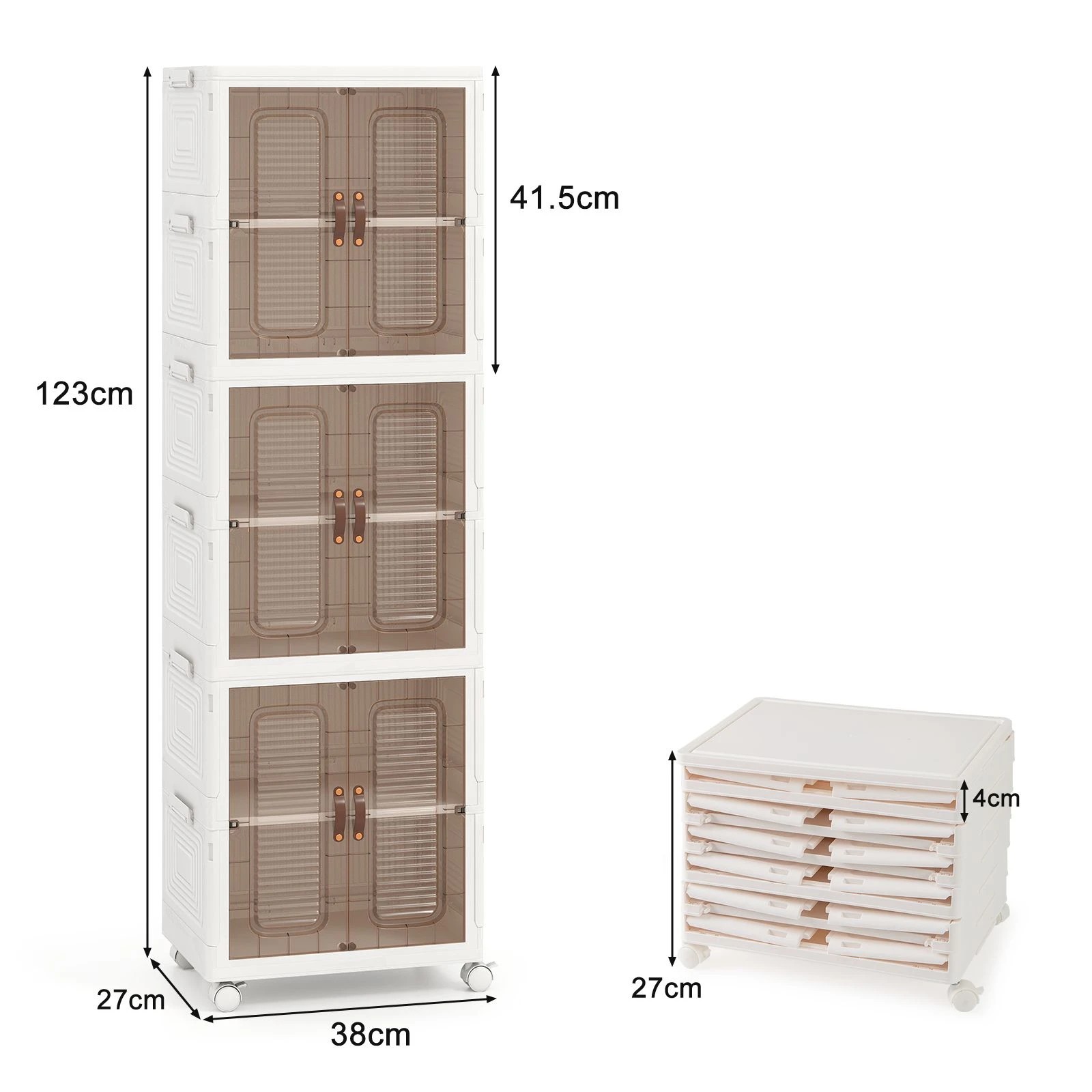 4 Costway 6-Cube Stackable Shoe Cabinet Folding Mobile Shoe Box Rack Storage Bins Organiser, 4 of 5