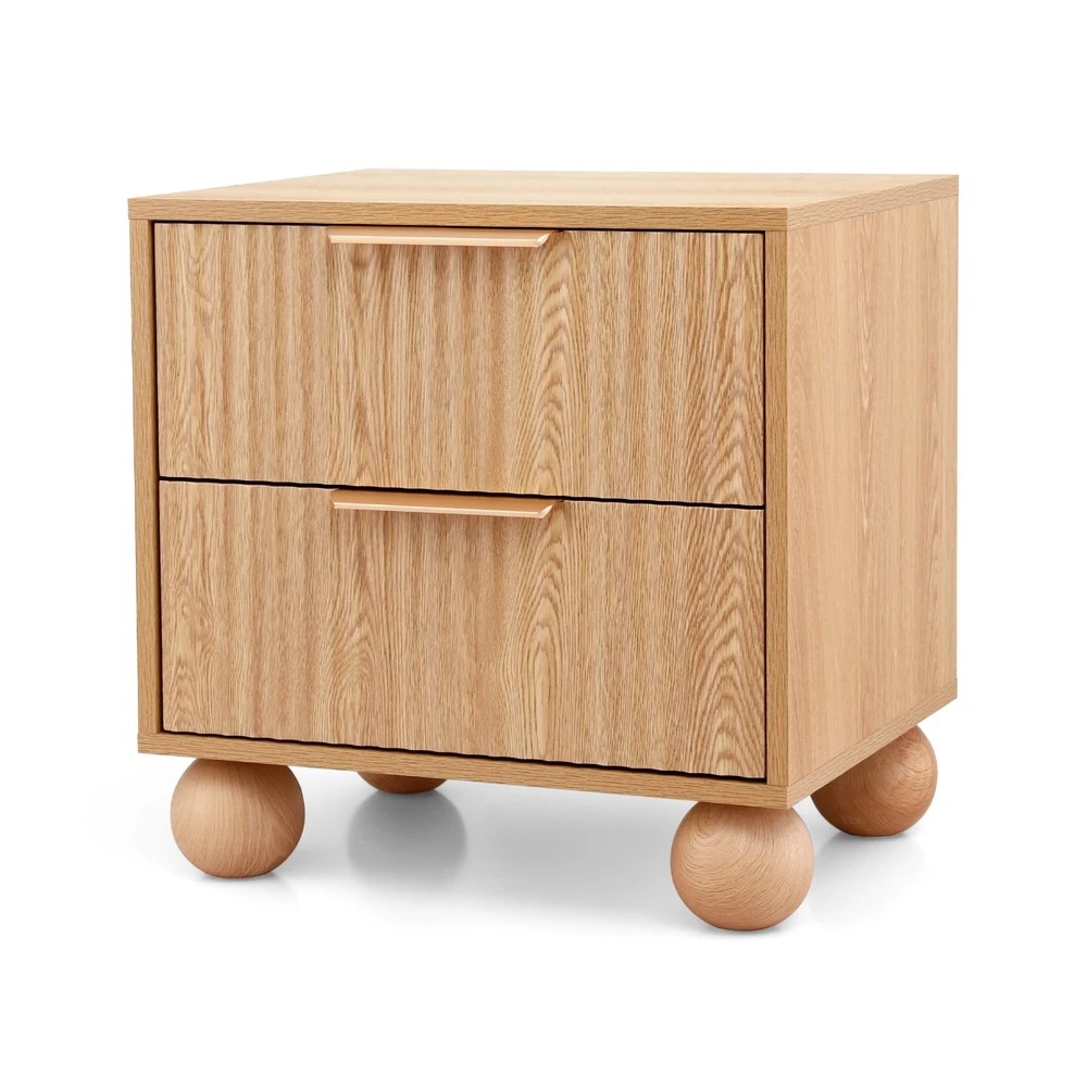 1 Artiss Rattan Bedside Table 2 Drawers Pine - Natural, 1 of 8
