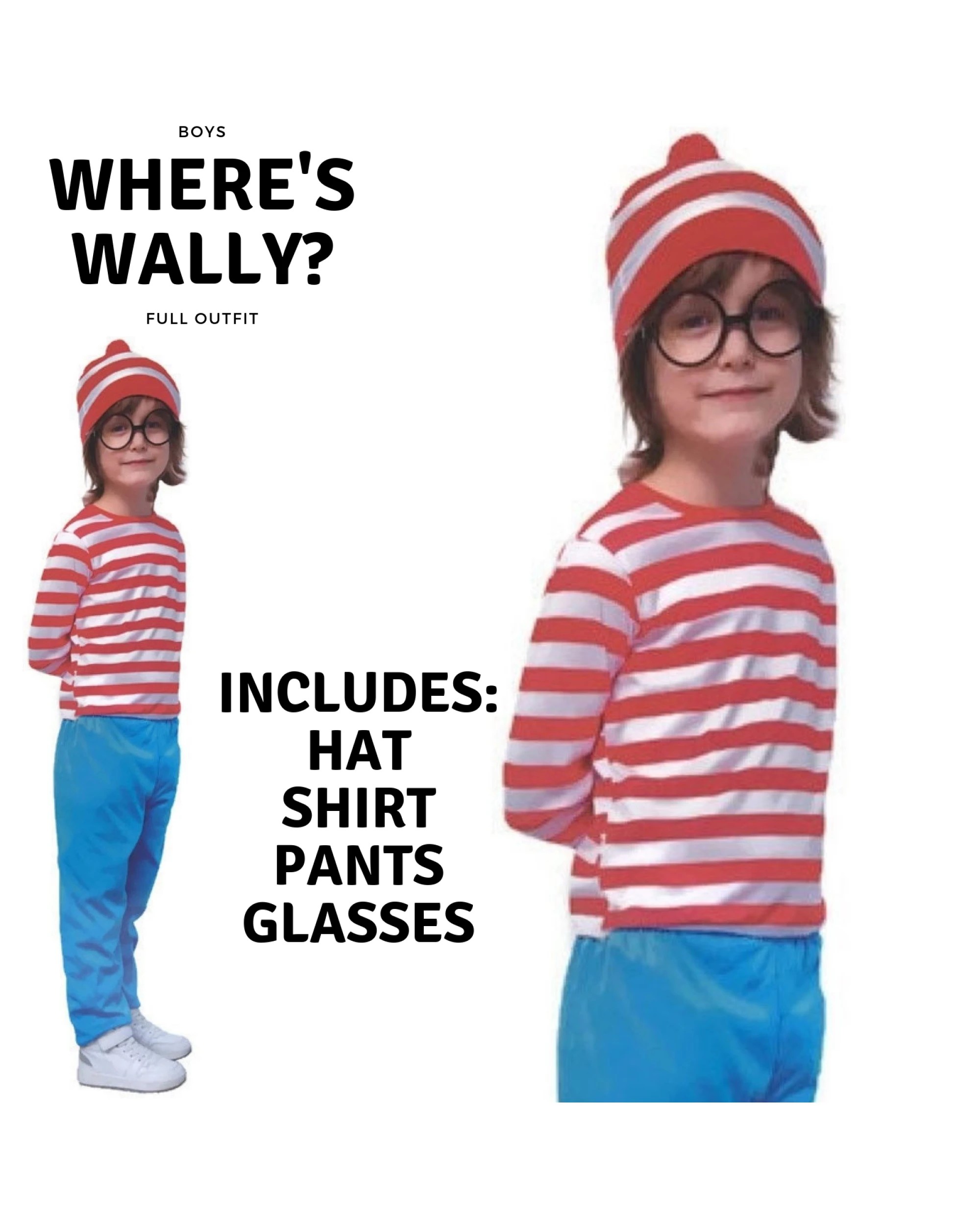 5 BR Costumes Boys' Striped Costume Set with Party Hat and Top, 5 of 5