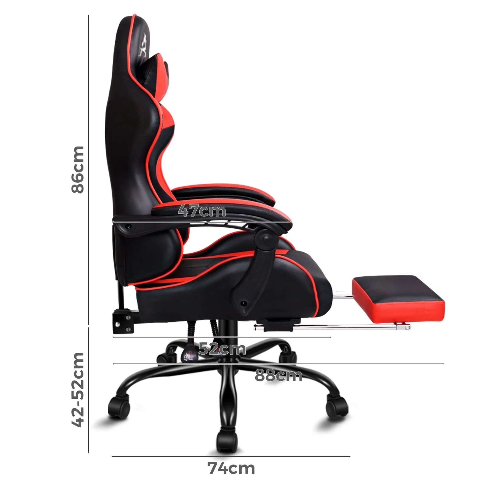 4 Alfordson Gaming Chair Office Executive Racing Footrest Seat PU Leather - Red, 4 of 10