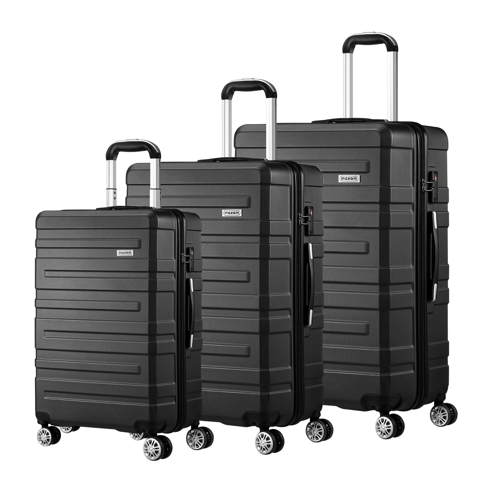 1 Mazam 3PCS Luggage Suitcase Trolley Set Travel TSA Lock ABS Hard Case - Black, 1 of 9