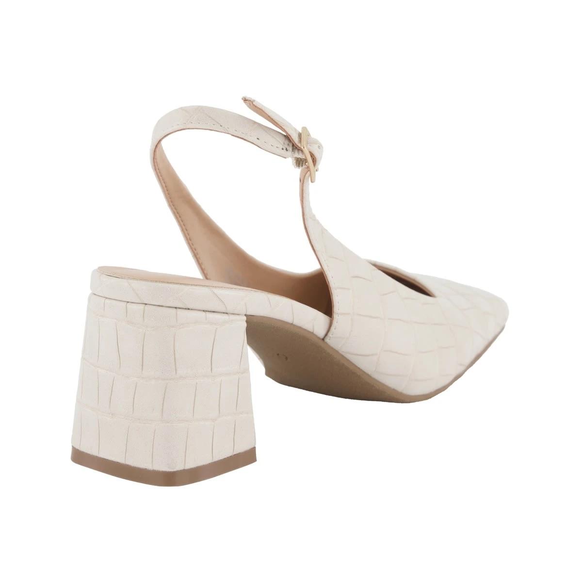 4 Slingback Square Toe Heels CROC IVORY, 4 of 5