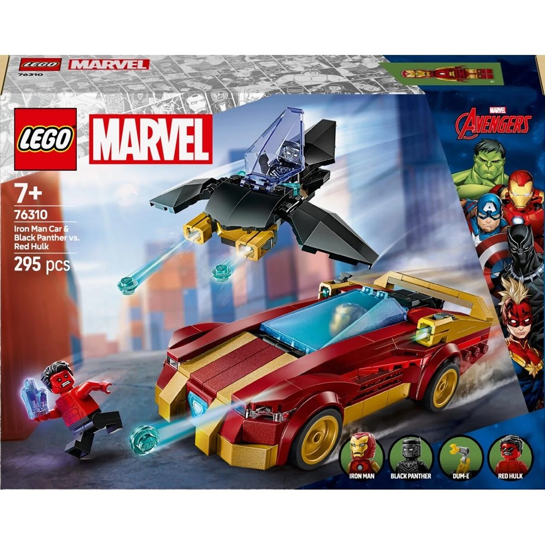 1 LEGO Marvel Iron Man Car & Black Panther vs. Red Hulk 76310, 1 of 10