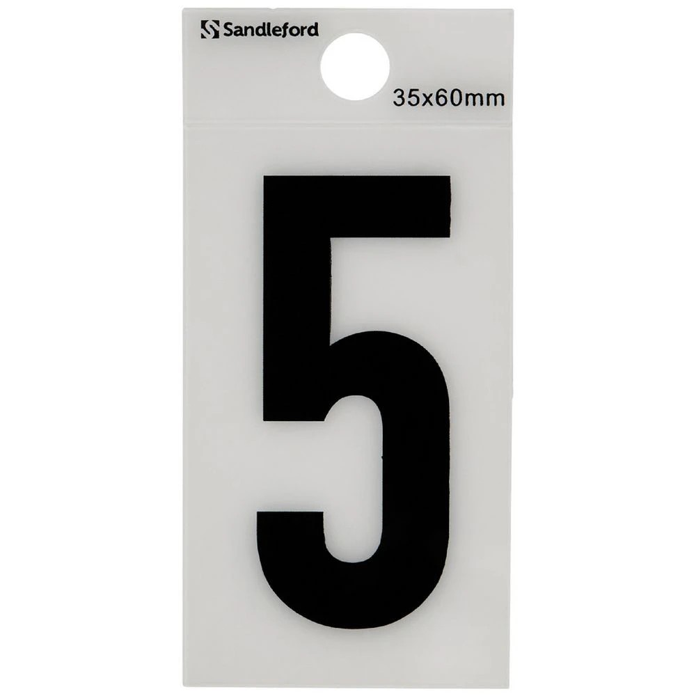 1 Sandleford Self Adhesive Number White 60mm 5, 1 of 1