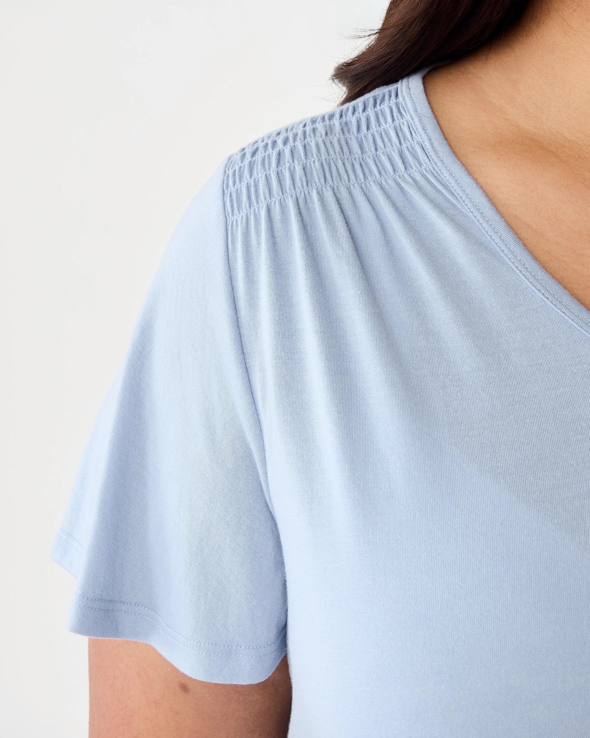 5 Curve Short Sleeve Shirred Shoulder T-shirt Blizzard, 5 of 6
