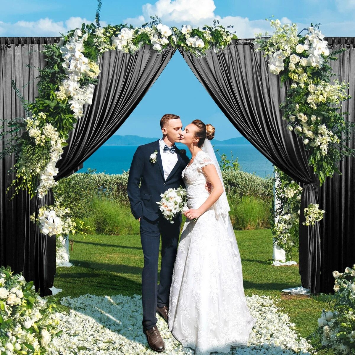 2 AUSWAY 3x6m Black Backdrop Curtain Silk Drape Background, 2 of 6