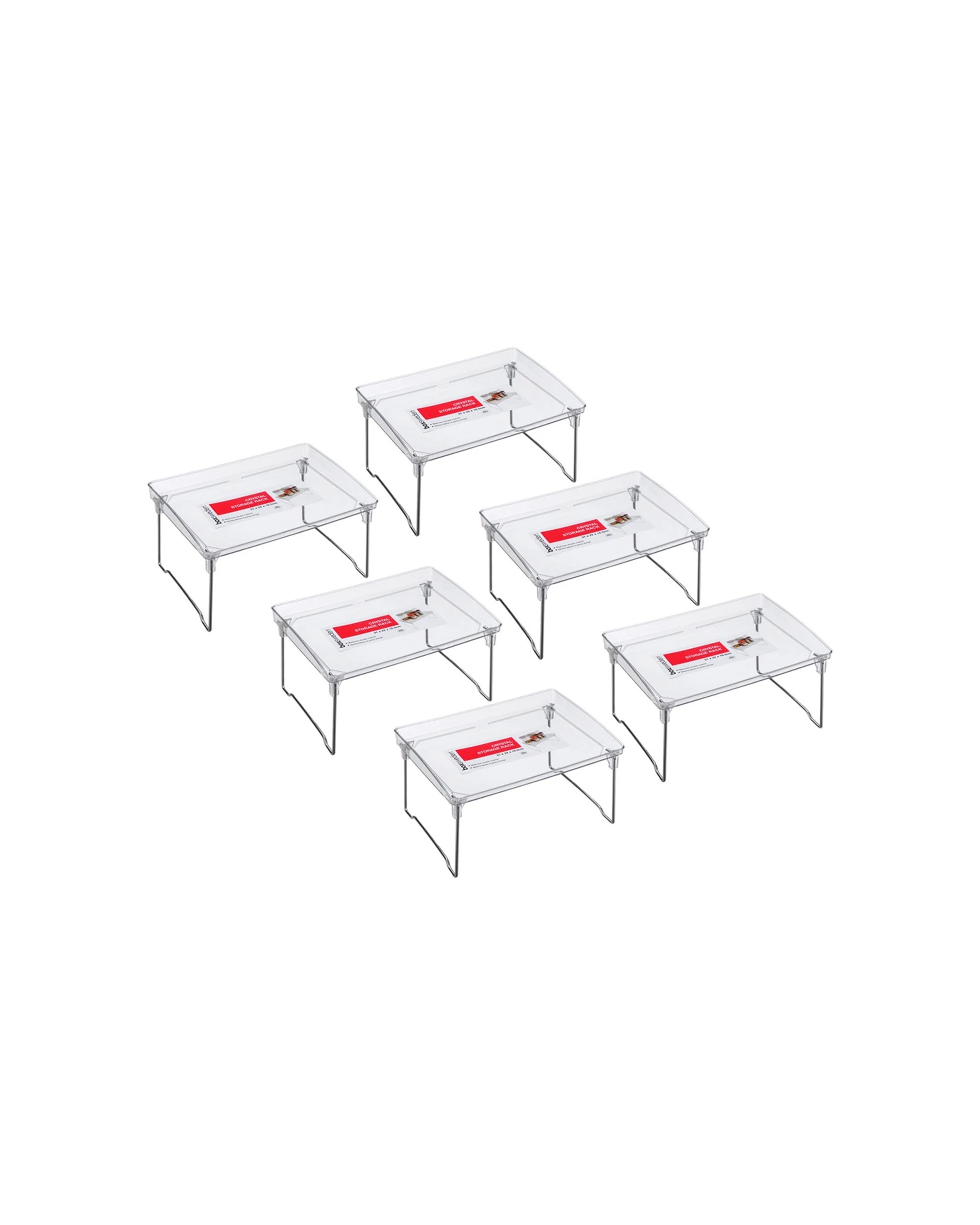 1 Boxsweden 6PK Boxsweden Crystal Elevated Storage Rack Handles Durable Plastic
 - plain, 1 of 4
