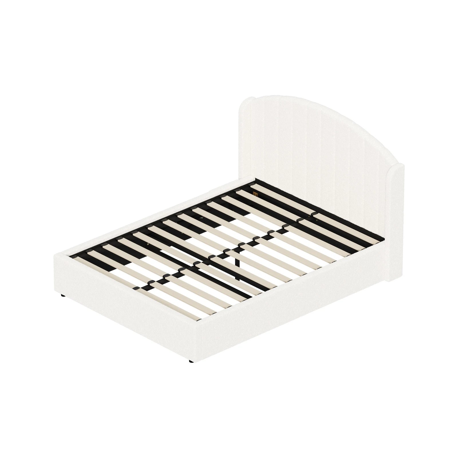 7 Oikiture Bed Frame Queen Size With Gas Lift Storage USB Charging Boucle - White, 7 of 8