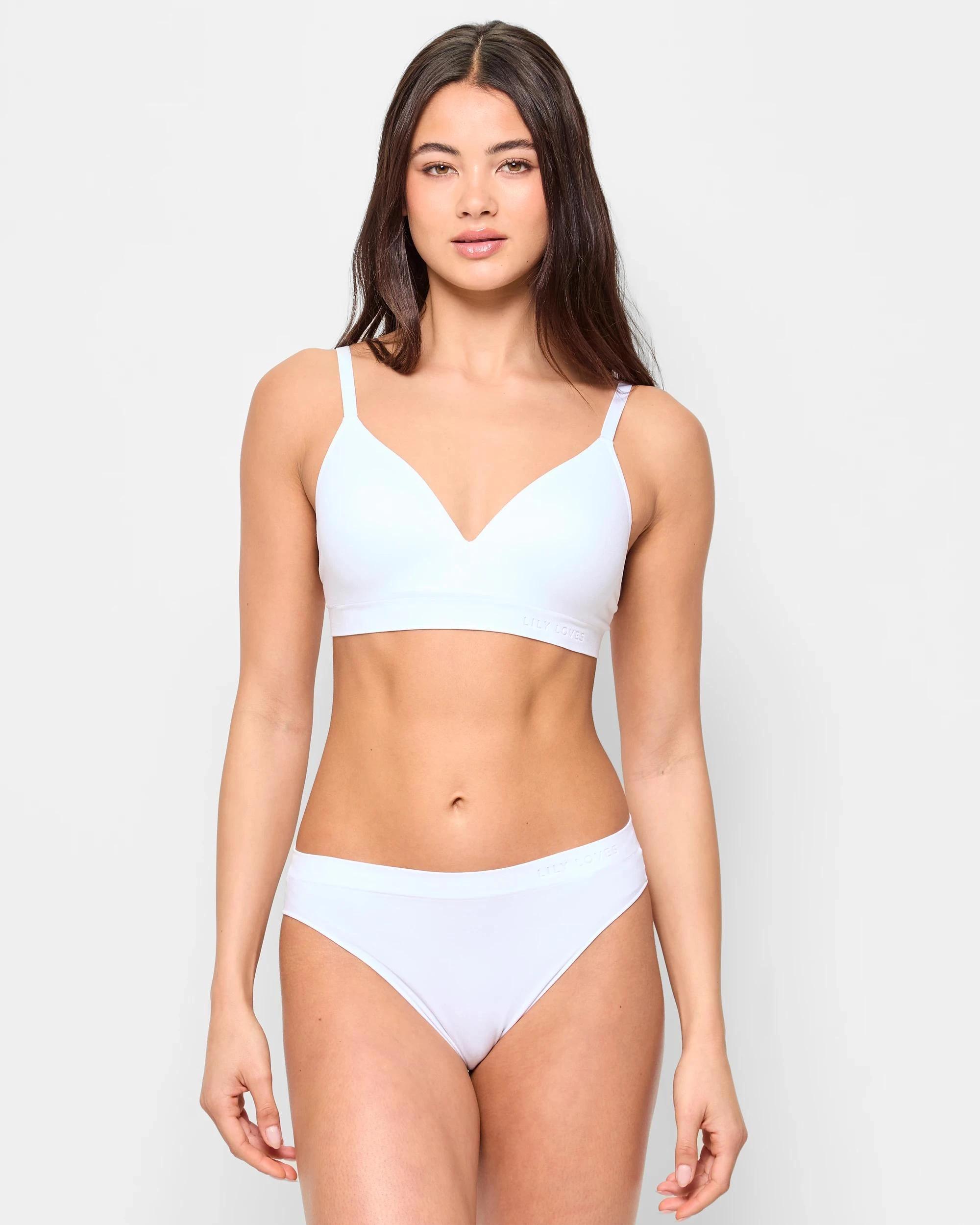 2 Lily Loves Seamfree Embossed Wirefree T-Shirt Crop Bra WHITE, 2 of 4