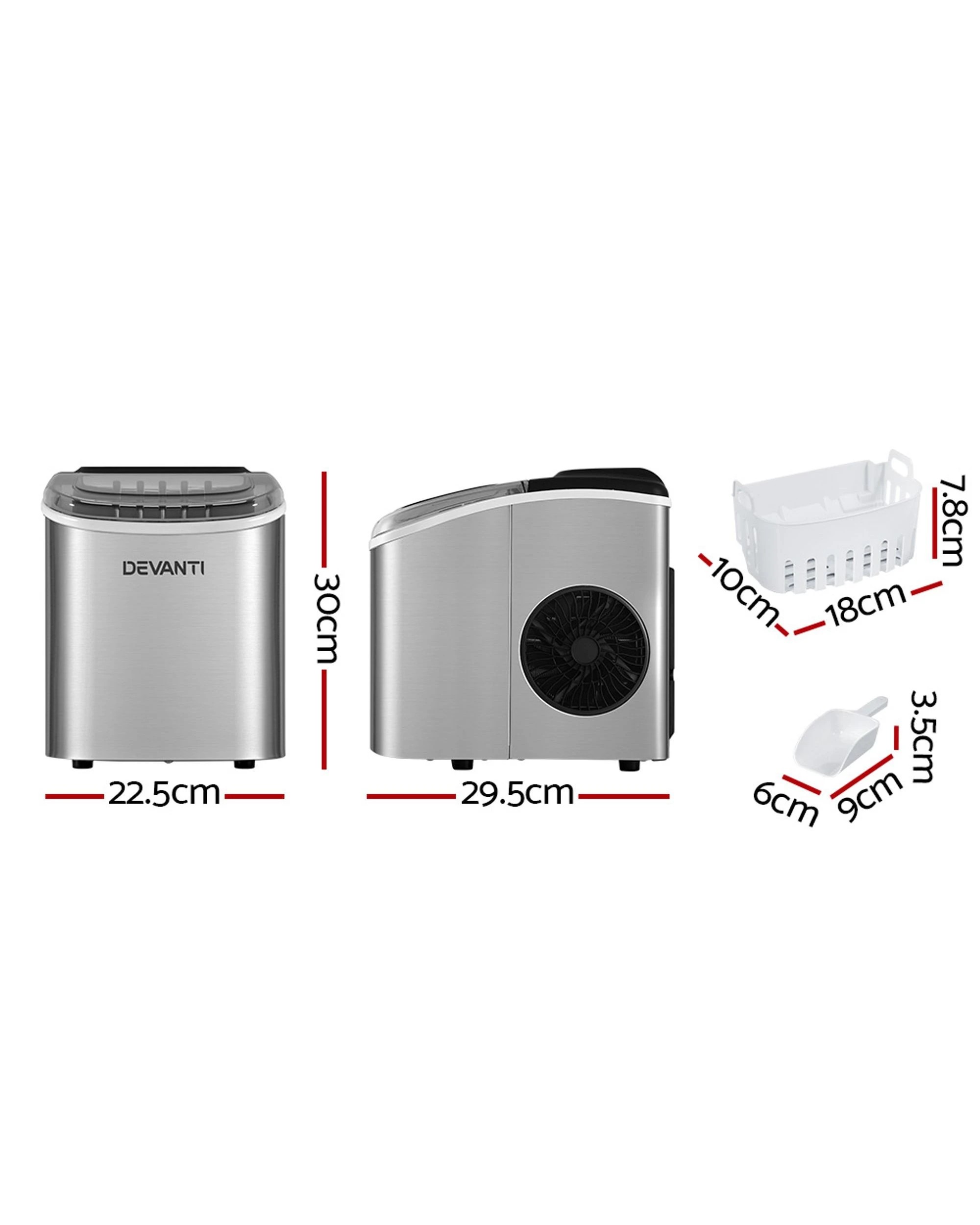 2 Devanti 12kg Ice Maker Machine W/self Cleaning
 - Silver, 2 of 3