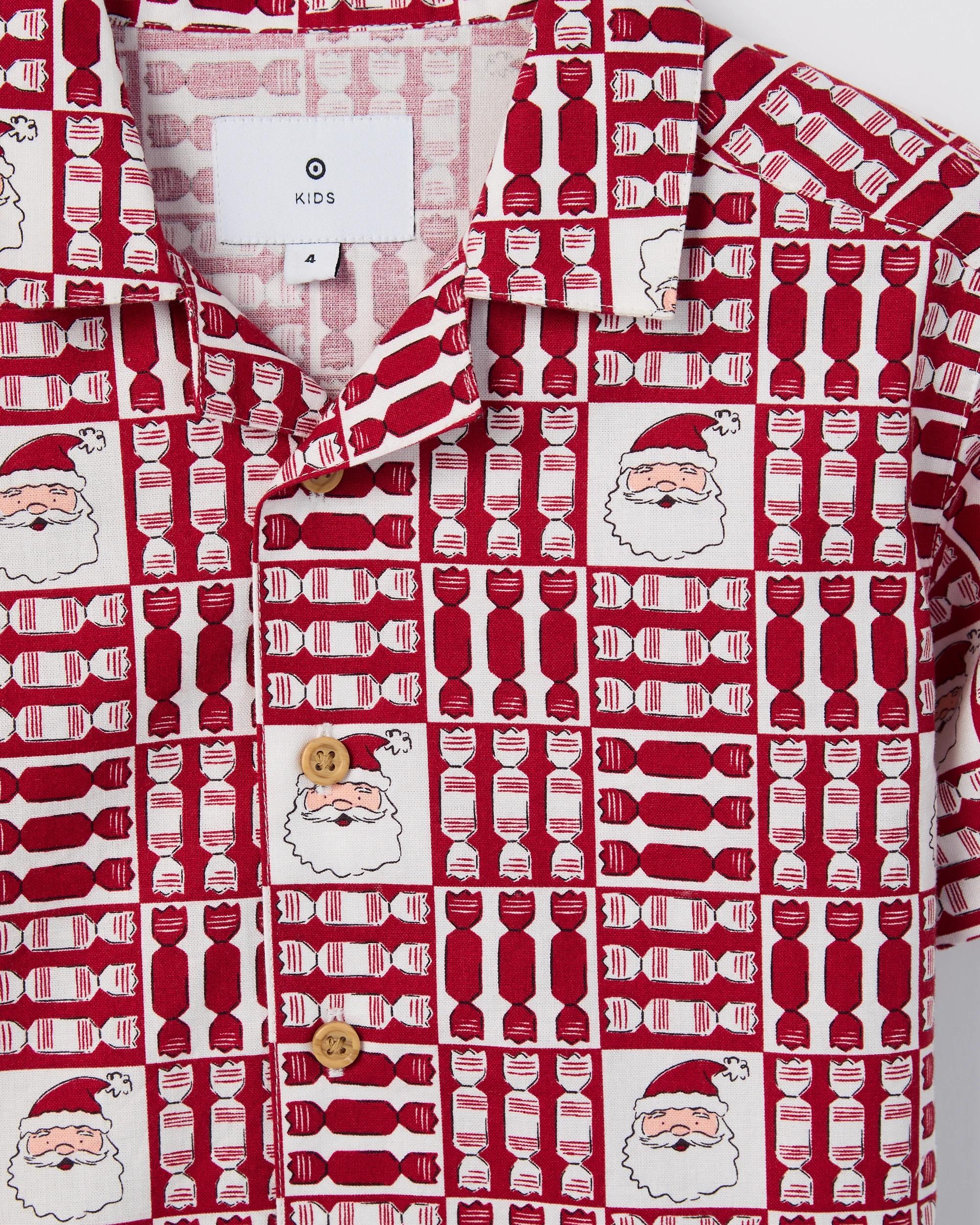 5 Target Kids Cotton Short Sleeve Christmas Shirt RED TILES, 5 of 5
