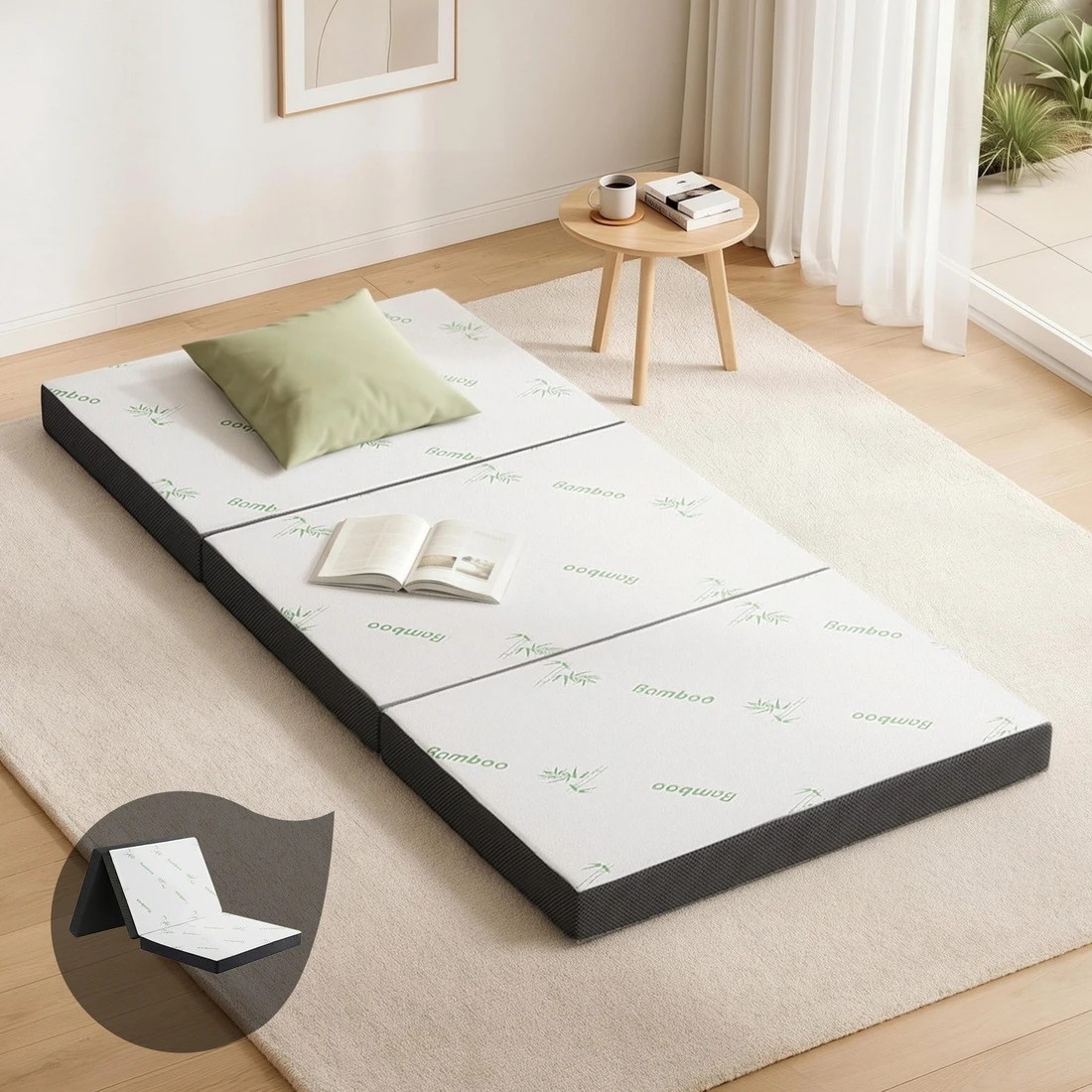 1 Giselle Bedding Foldable Mattress Folding Foam Bed Mat Light - Grey, 1 of 8