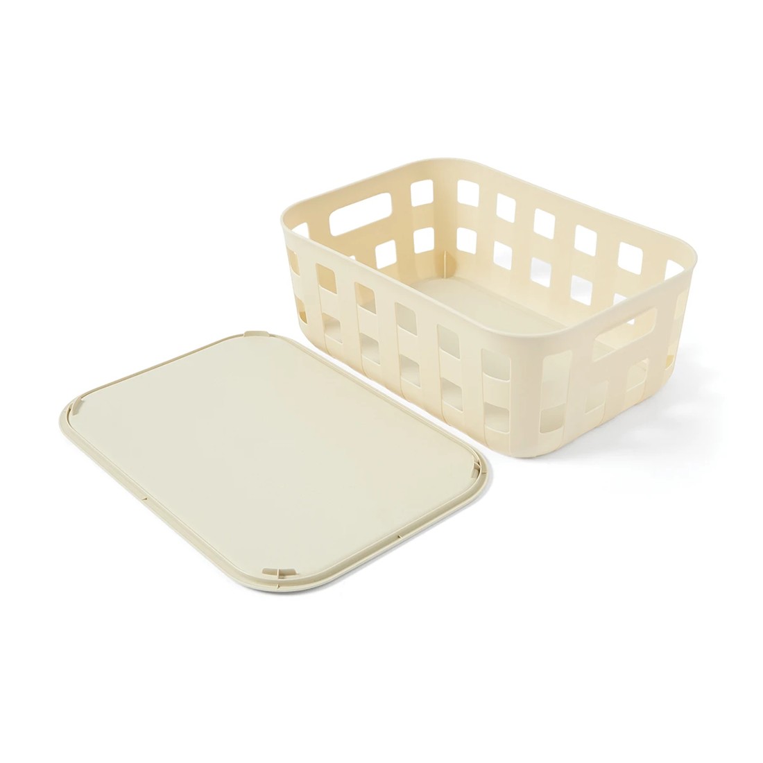 5 12L Rectangle Trellis Basket with Lid - Beige, 5 of 10