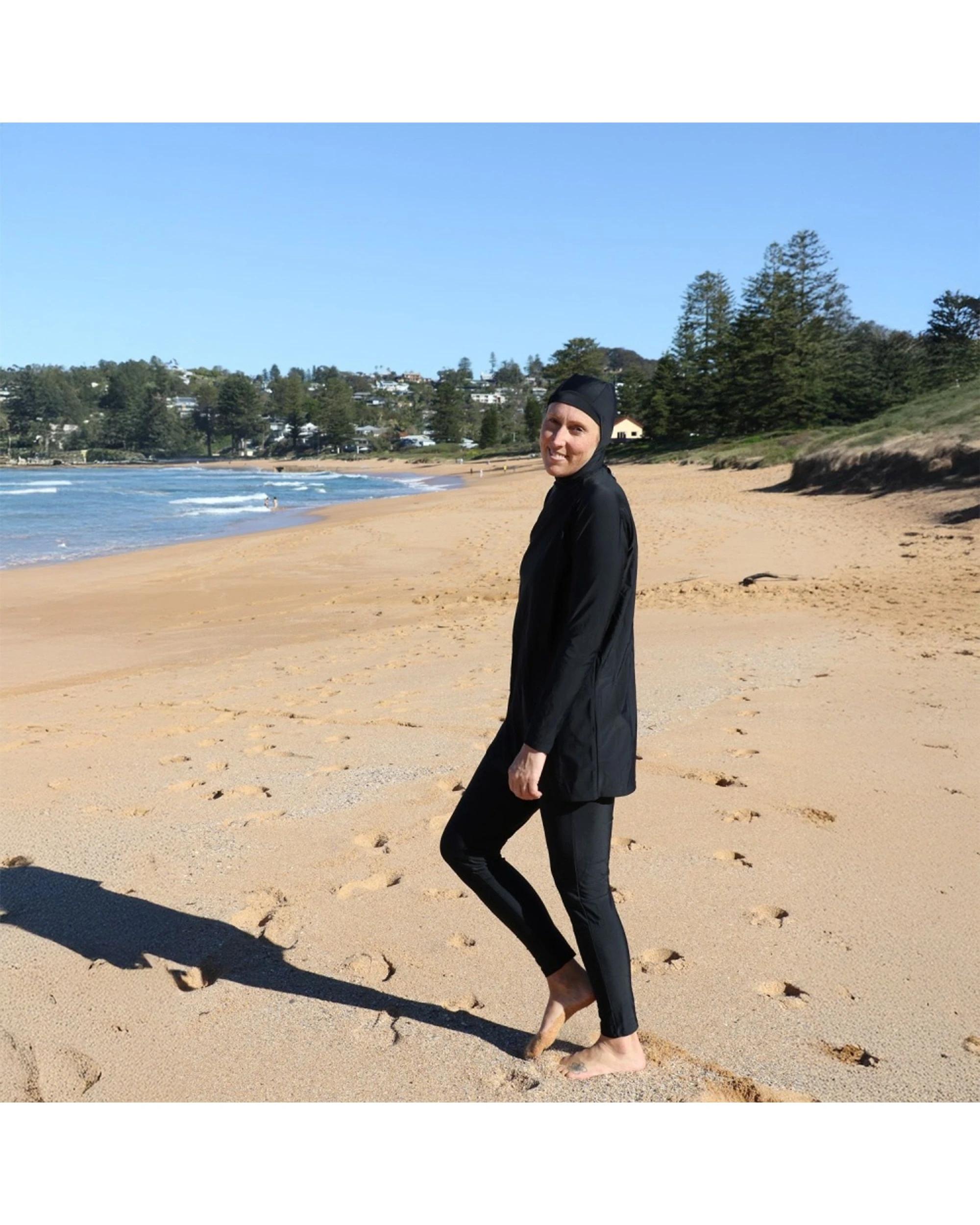 2 3pc Adrenalin Women's Sun Protective UPF50+ Burkini Full Coverage Swimwear BLACK, 2 of 4