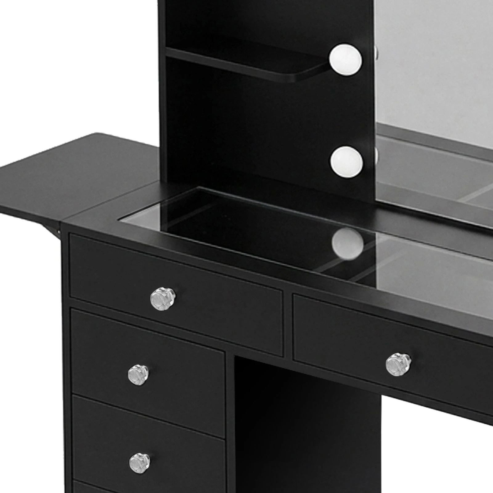 6 Ausway Luxury Vanity Table and Dressing Stool Set with 10 LED Lighted Hollywood Mirror 11 Drawers 4 Shelves, 6 of 7