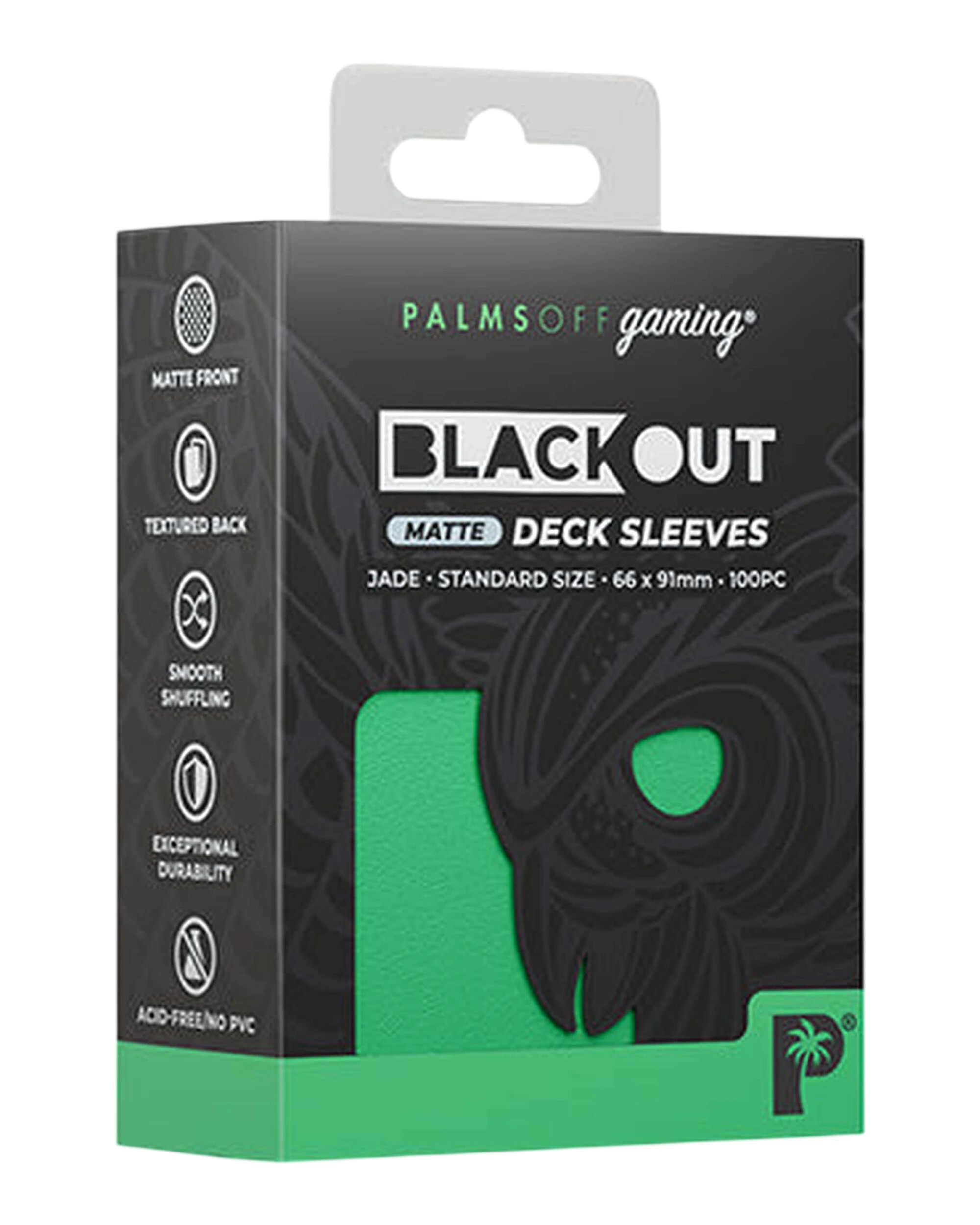 1 Palms Off Gaming Palms Off Standard 100pc Blackout Deck Sleeves Jade Matte, 1 of 3