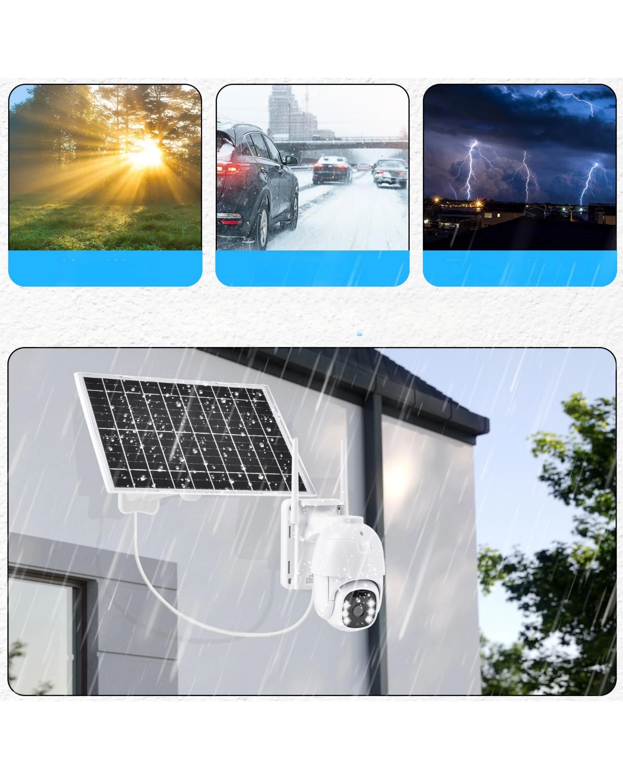 6 ADVWIN 4 PCS Solar Security Camera - White, 6 of 7