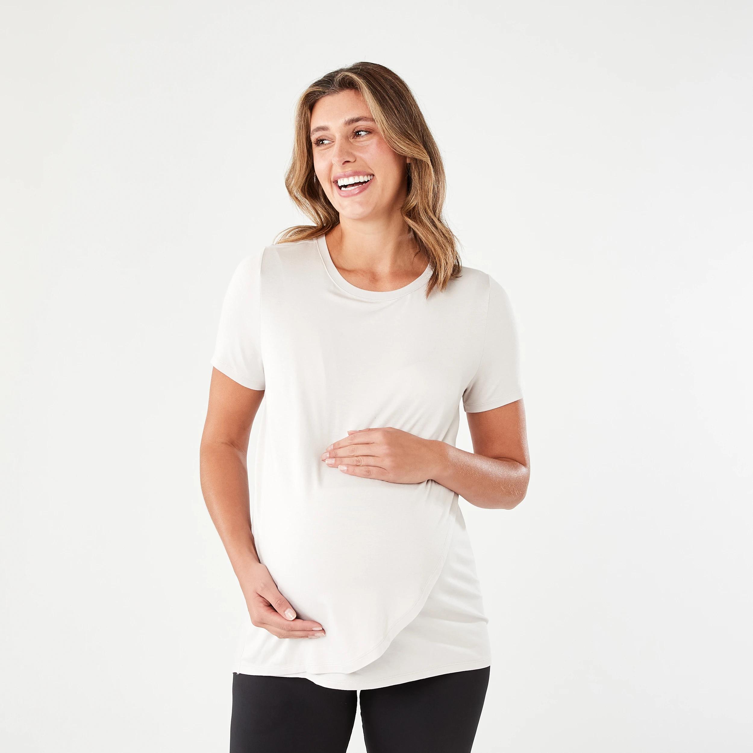 1 Maternity Overlay T-shirt NATURAL BEIGE, 1 of 6
