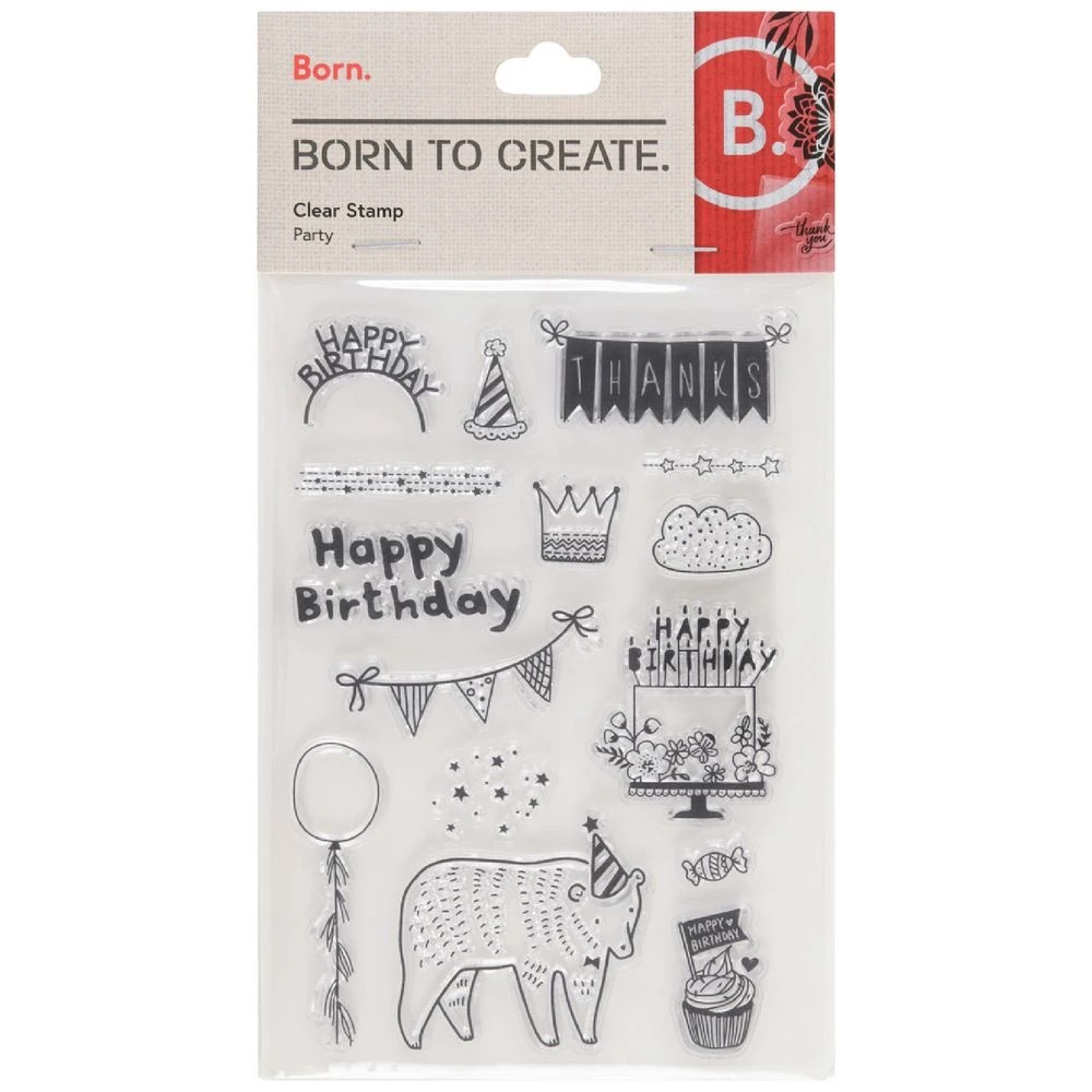 1 Born Clear Acrylic Sheet Stamps Party 105 x 155 mm, 1 of 2