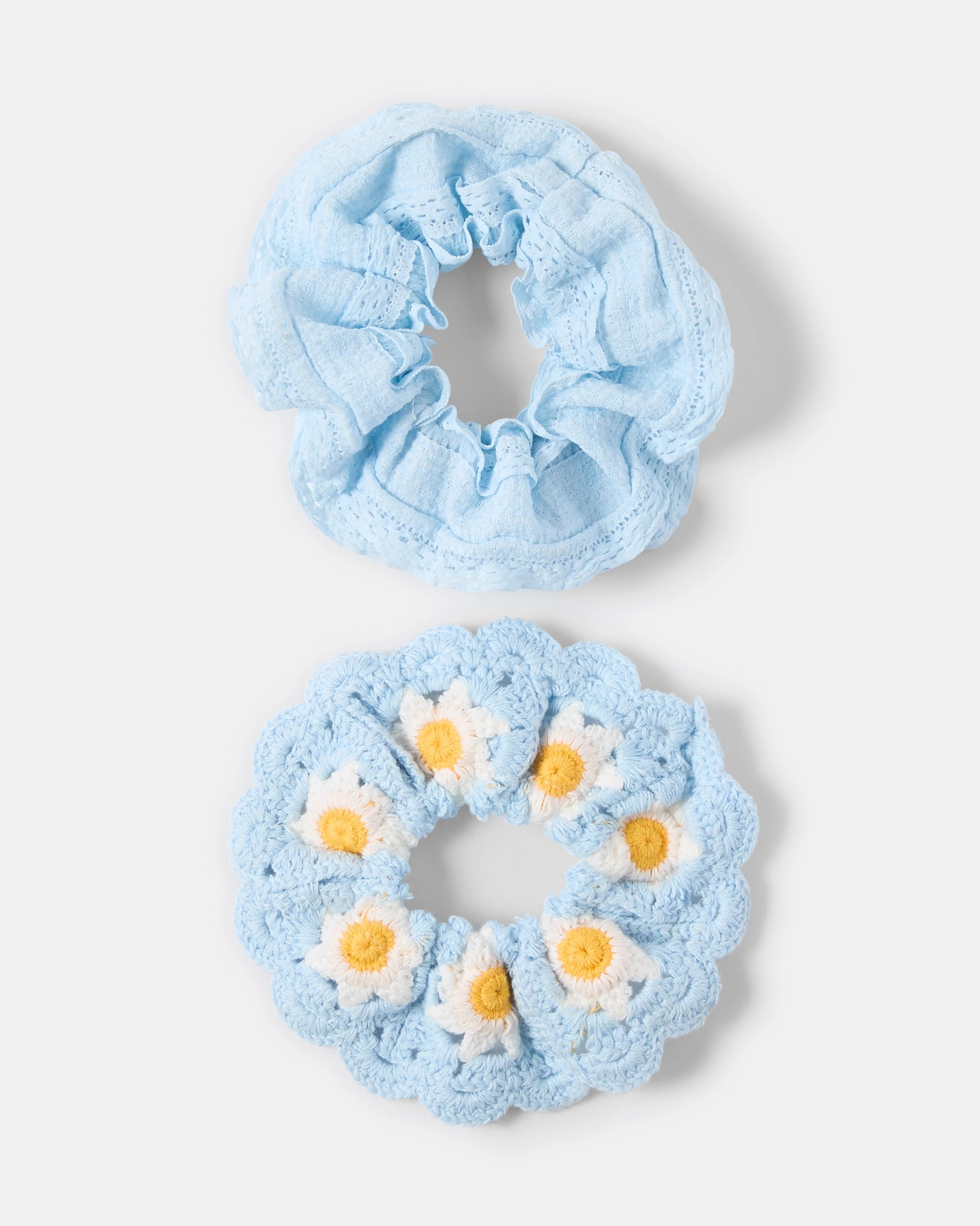3 2 Pack Crochet Hair Scrunchies - Blue, 3 of 5