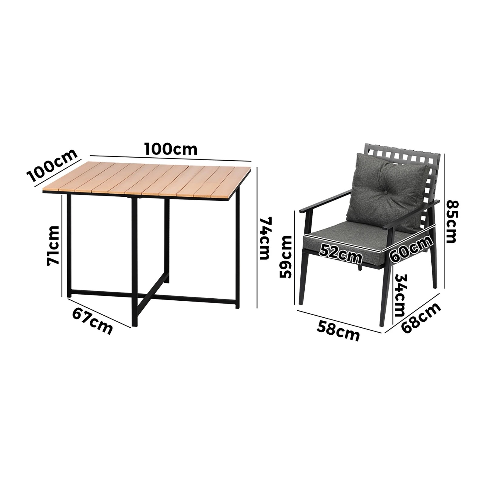 2 Livsip Outdoor Dining Set Patio Furniture Garden Rattan Chairs Setting 4 Seater - Multi, 2 of 9