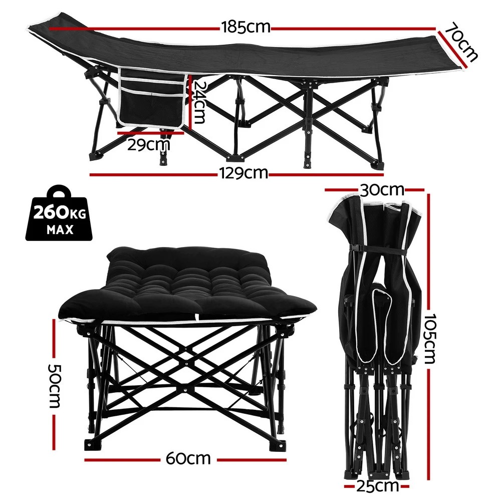 2 Artiss Folding Bed With Mattress Heavy Duty  185CM - Black, 2 of 8