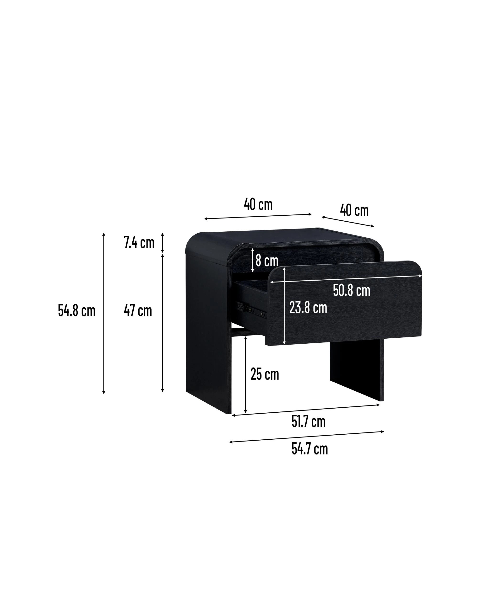 7 Kodu Bedside Unit Nightstand Side Table 1 Drawer - Black, 7 of 7