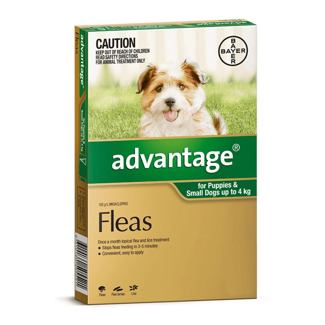 1 Advantage Flea Treatment For Dogs 0-4kg Green 4 Pack, 1 of 1