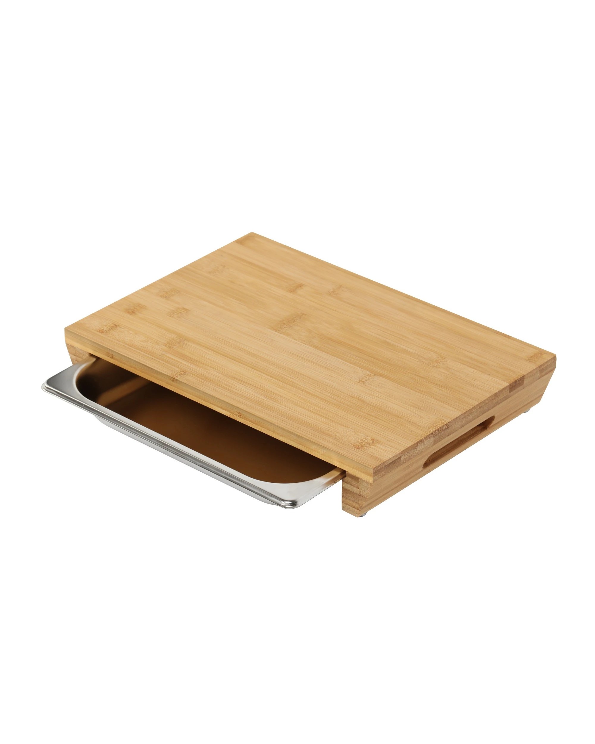 6 Gourmet Kitchen Bamboo Cutting Board With Stainless Steel Tray 39x27x6.5cm - Natural Brown, 6 of 6