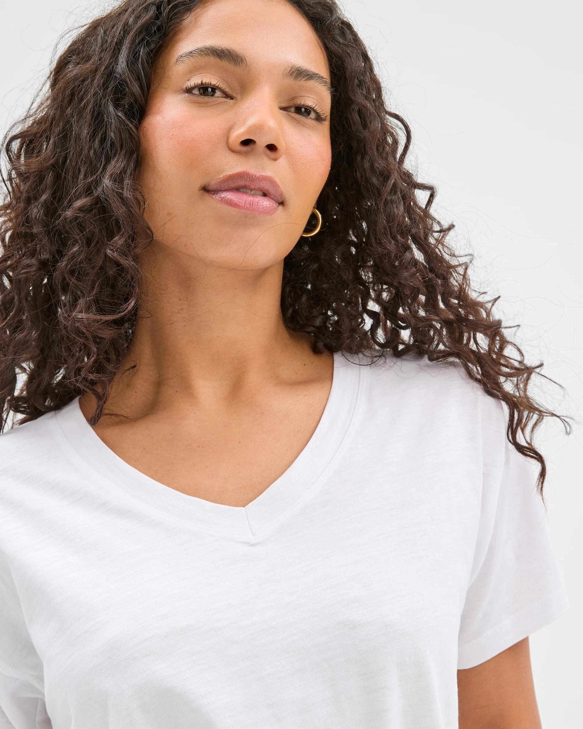 5 Target Australian Cotton Relaxed Slub V-Neck T-Shirt WHITE, 5 of 6