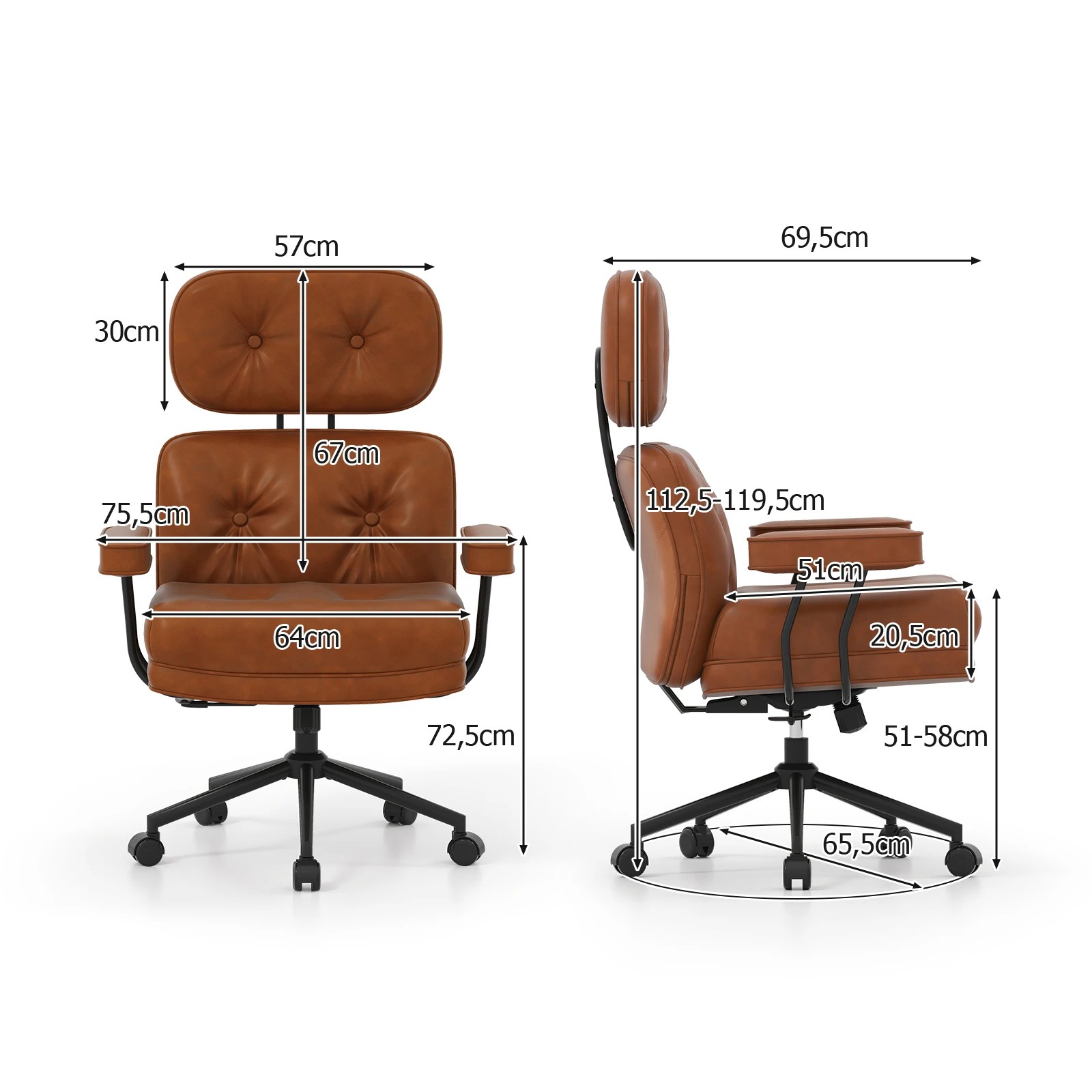 4 Costway Ergonomic Home Office Chair Modern Computer Desk Chair Adjustable High Back Armchair, 4 of 4