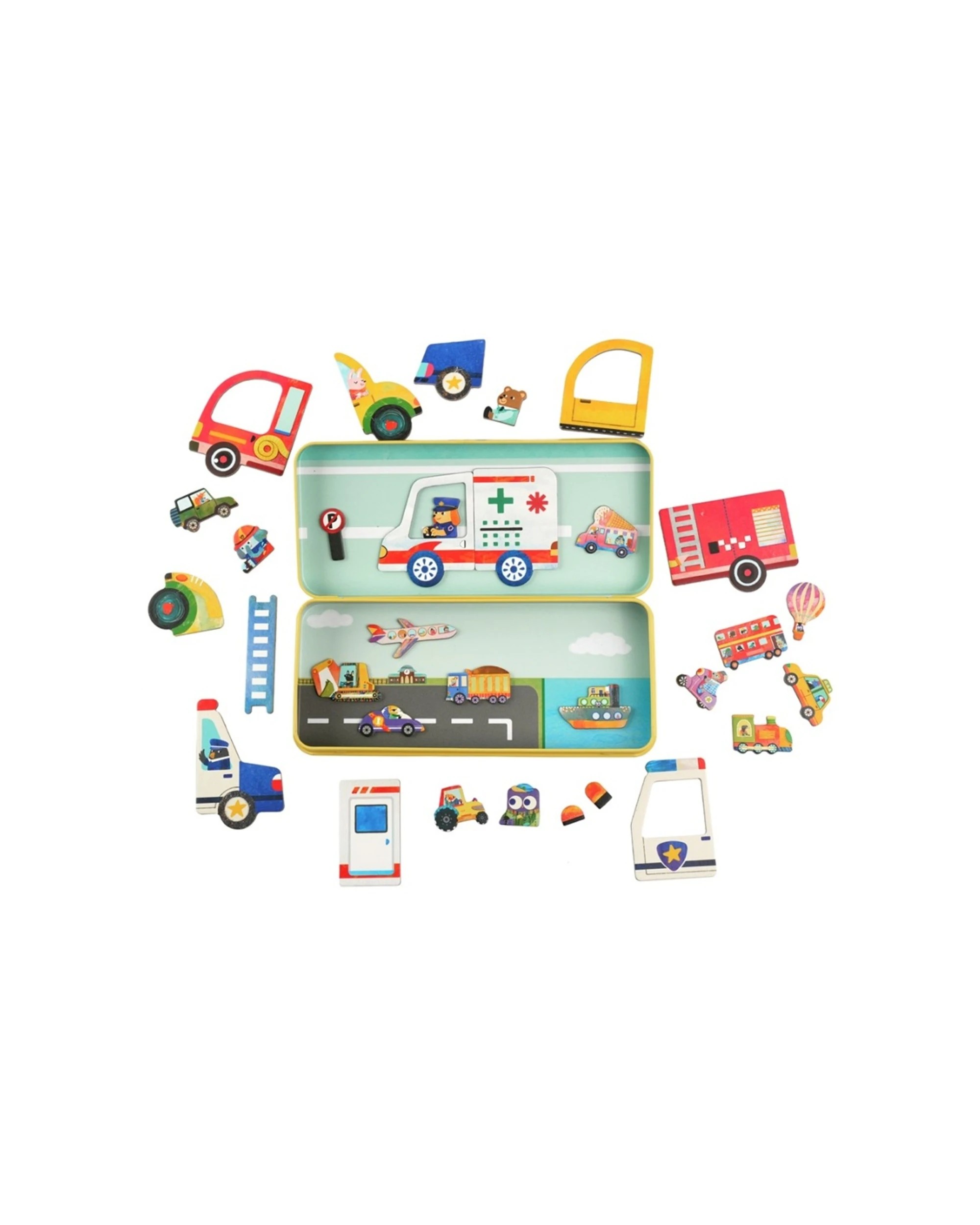 3 Mieredu Travel Magnetic Box Vehicles Kids Creative Learning Toy Set, 3 of 3