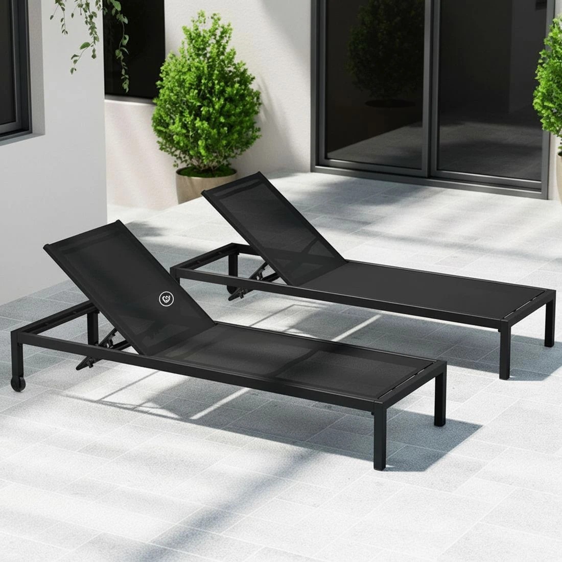 4 Gardeon Sun Lounge Outdoor Lounger Aluminium Folding Beach Chair Wheels - Black, 4 of 5