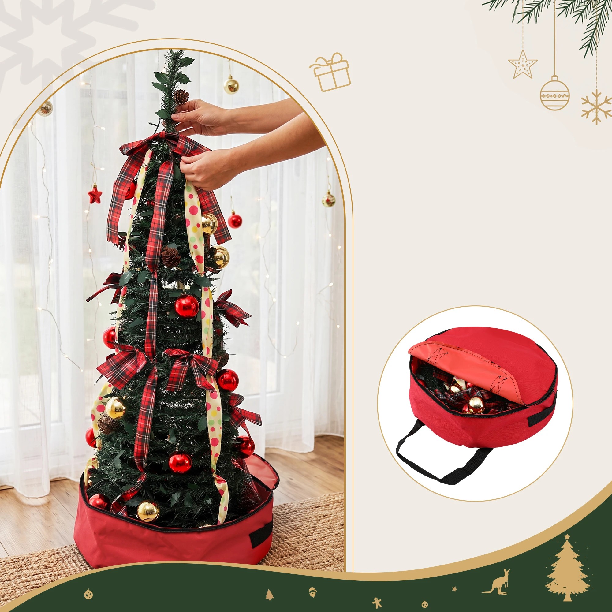 7 Jingle Jollys Pop Up Christmas Tree Pre Decorated Artificial Christmas Tree 197cm - Multi, 7 of 9