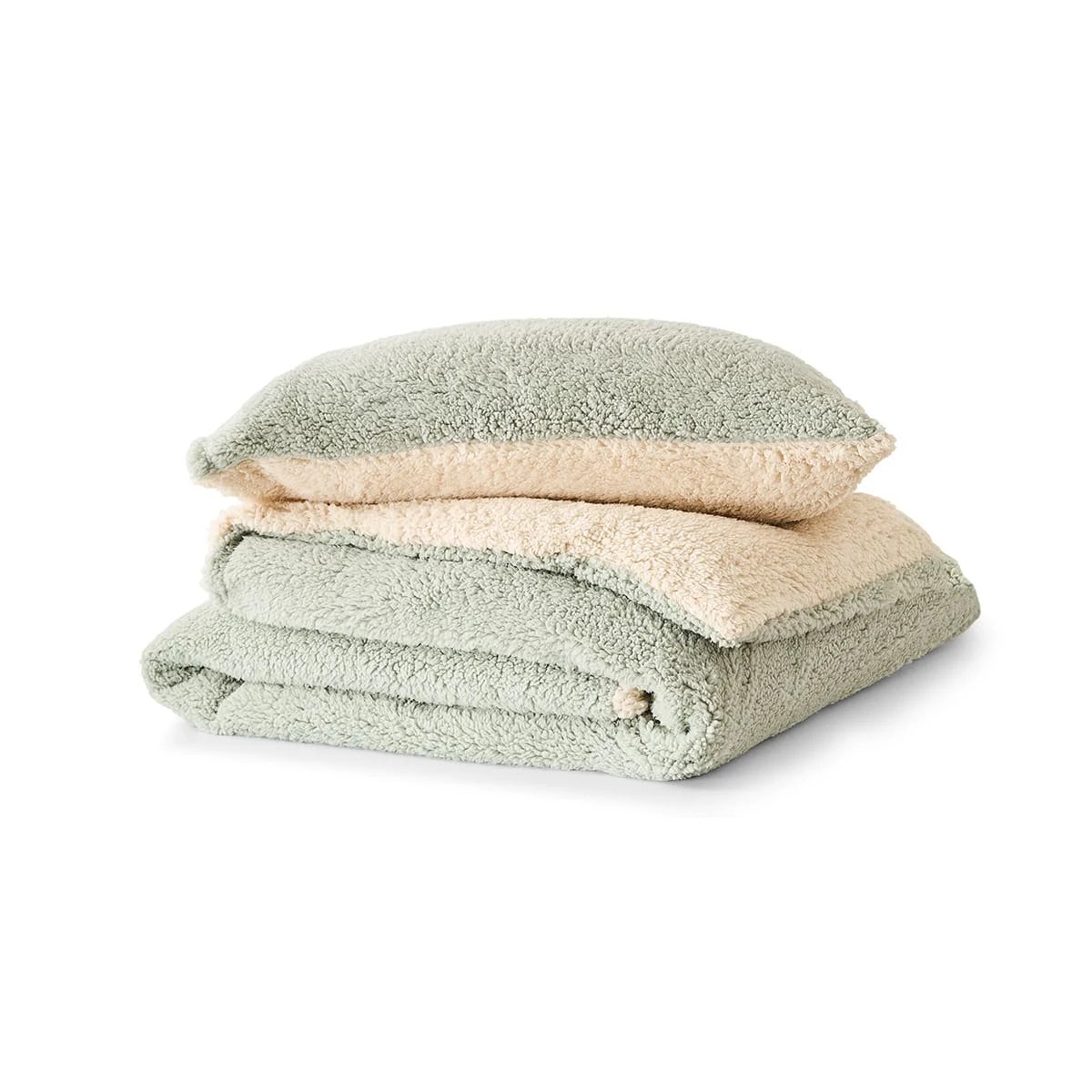 6 Teddy Fleece Reversible Quilt Cover Set - Single Bed, Sage, 6 of 7