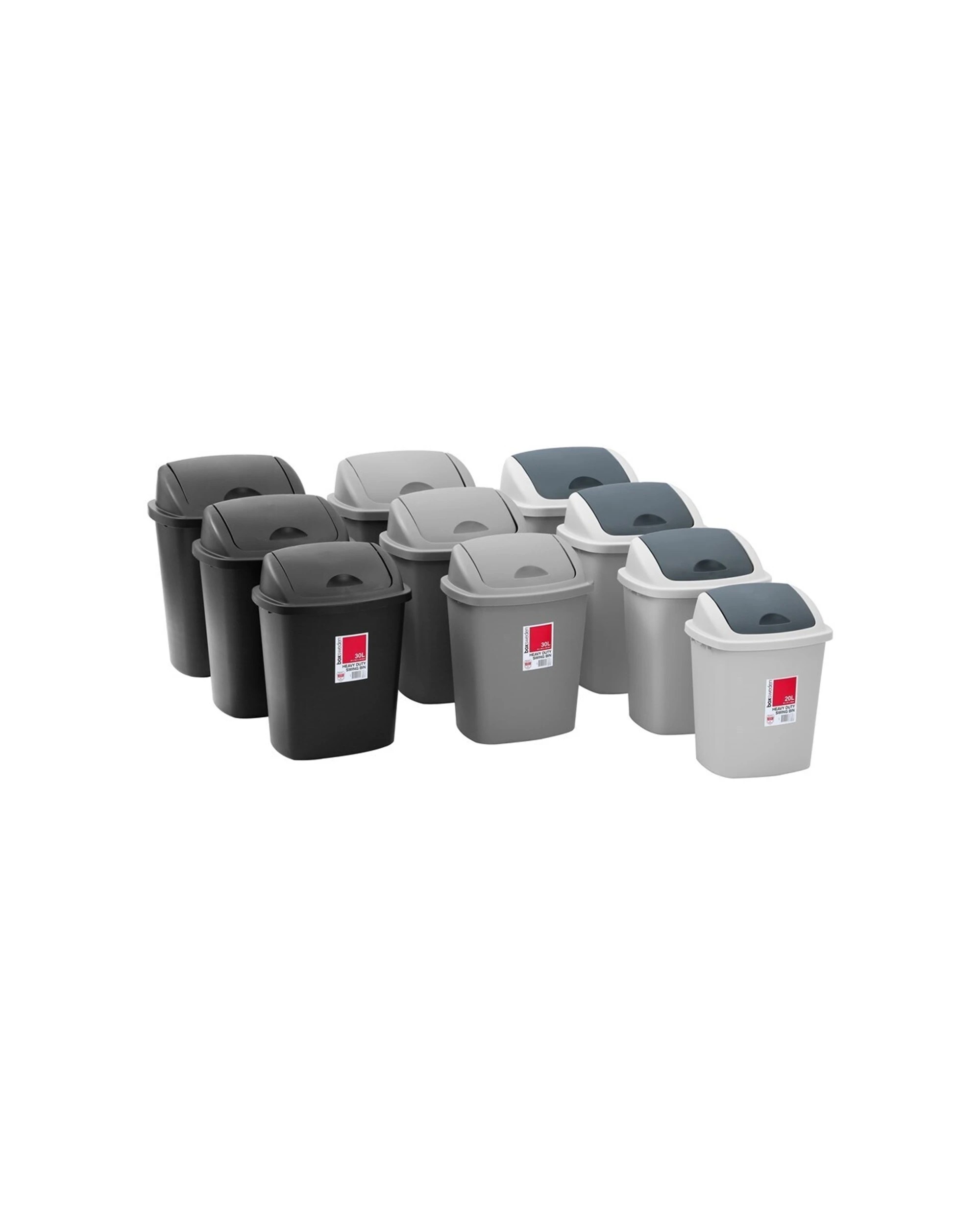 2 Boxsweden 20l Trash Bin With Swing Lid 35x27cm Kitchen Waste Bin - Heavy Duty - Grey, 2 of 5